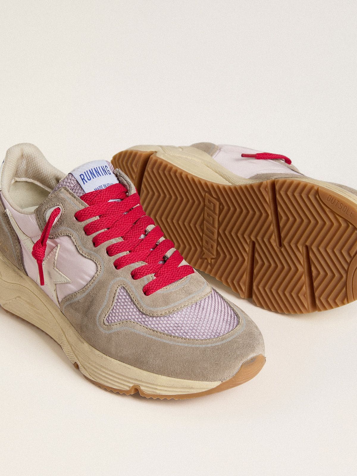 Golden Goose Running Sole LTD In Pink Nylon With White Leather Star - Sneaker Türkiye