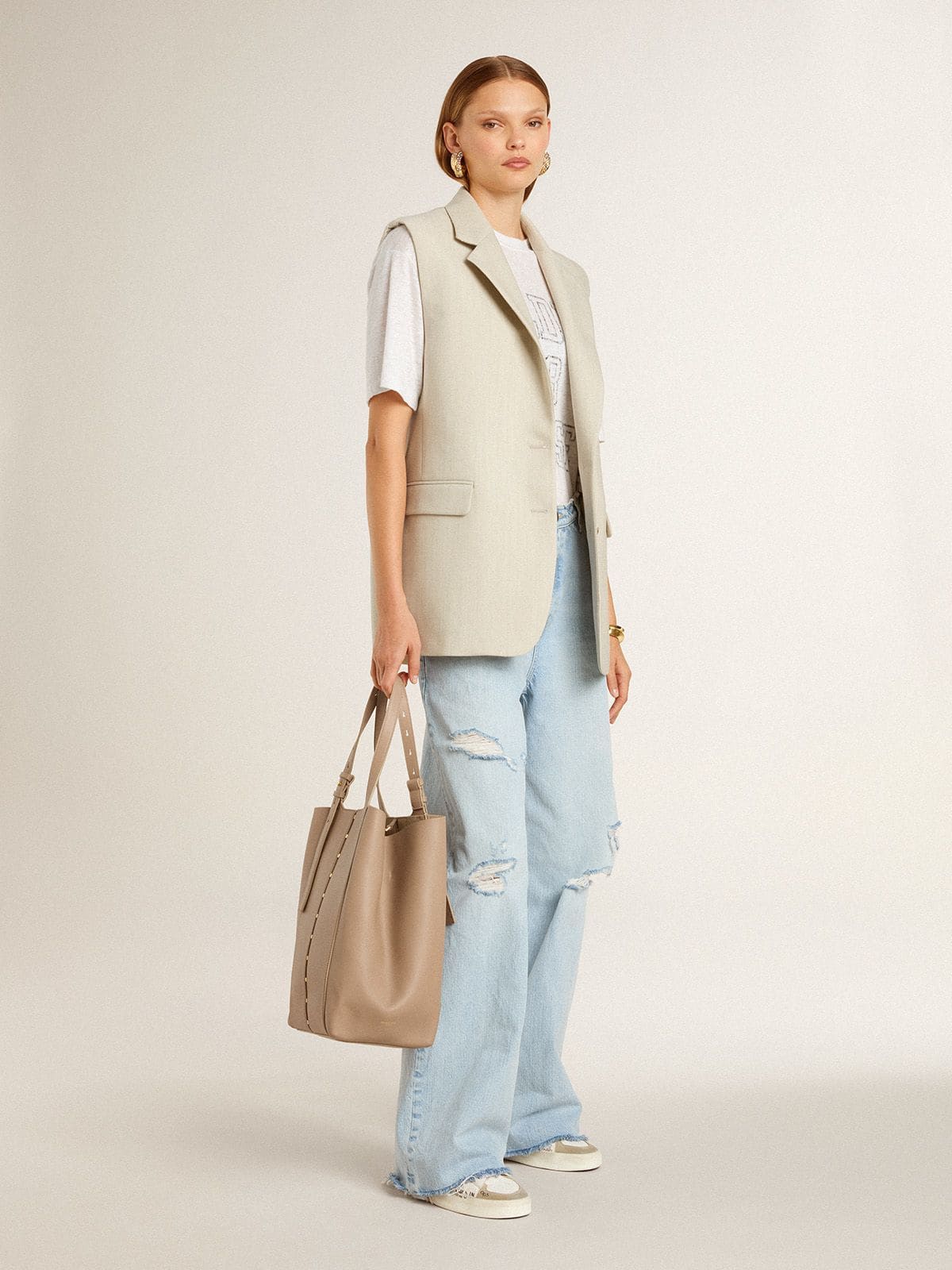 Golden Goose Stardan With Beige Suede Star And Toe And All Over Lettering And Patterns - Sneaker Türkiye