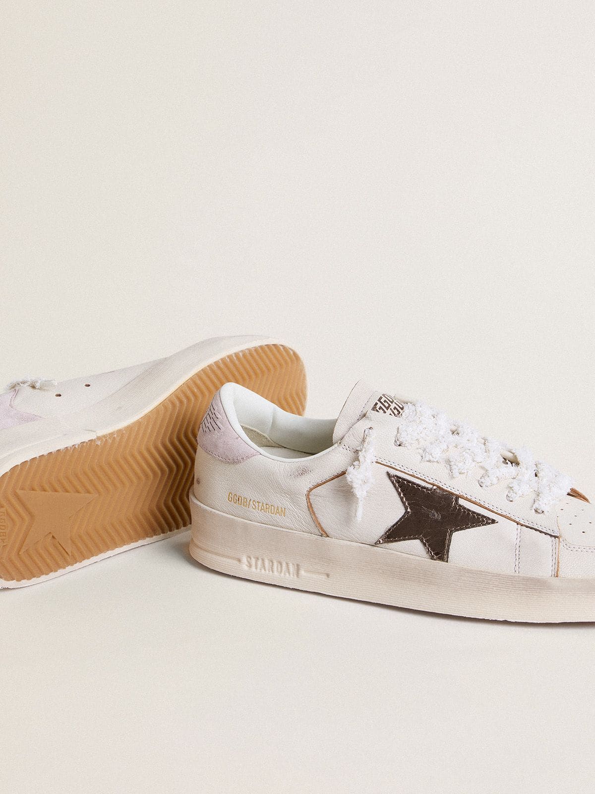 Golden Goose Stardan In Nappa Leather With Metallic Silver Leather Star And Pink Suede Heel Tab - Sneaker Türkiye