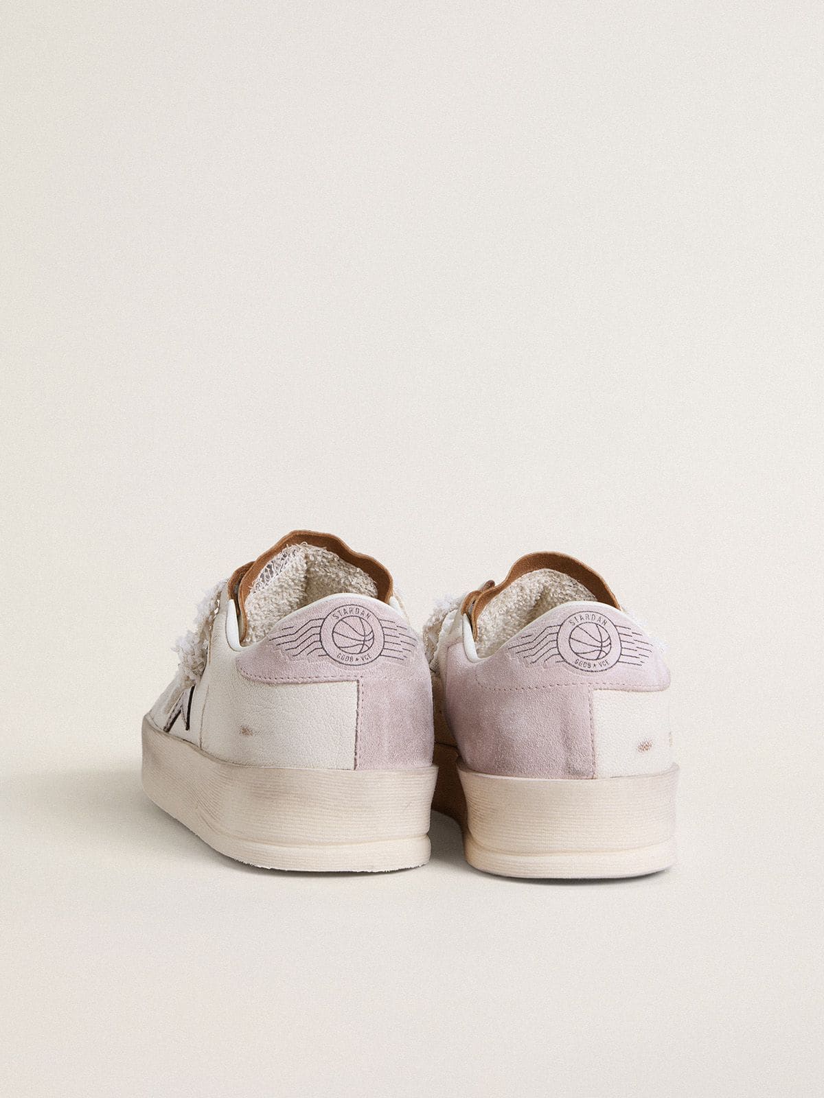 Golden Goose Stardan In Nappa Leather With Metallic Silver Leather Star And Pink Suede Heel Tab - Sneaker Türkiye