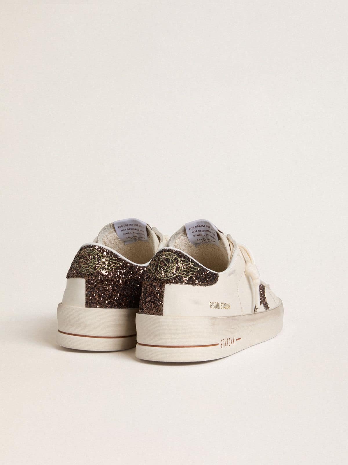 Golden Goose Women’s Stardan In White Leather With Brown Glitter Star And Heel Tab - Sneaker Türkiye