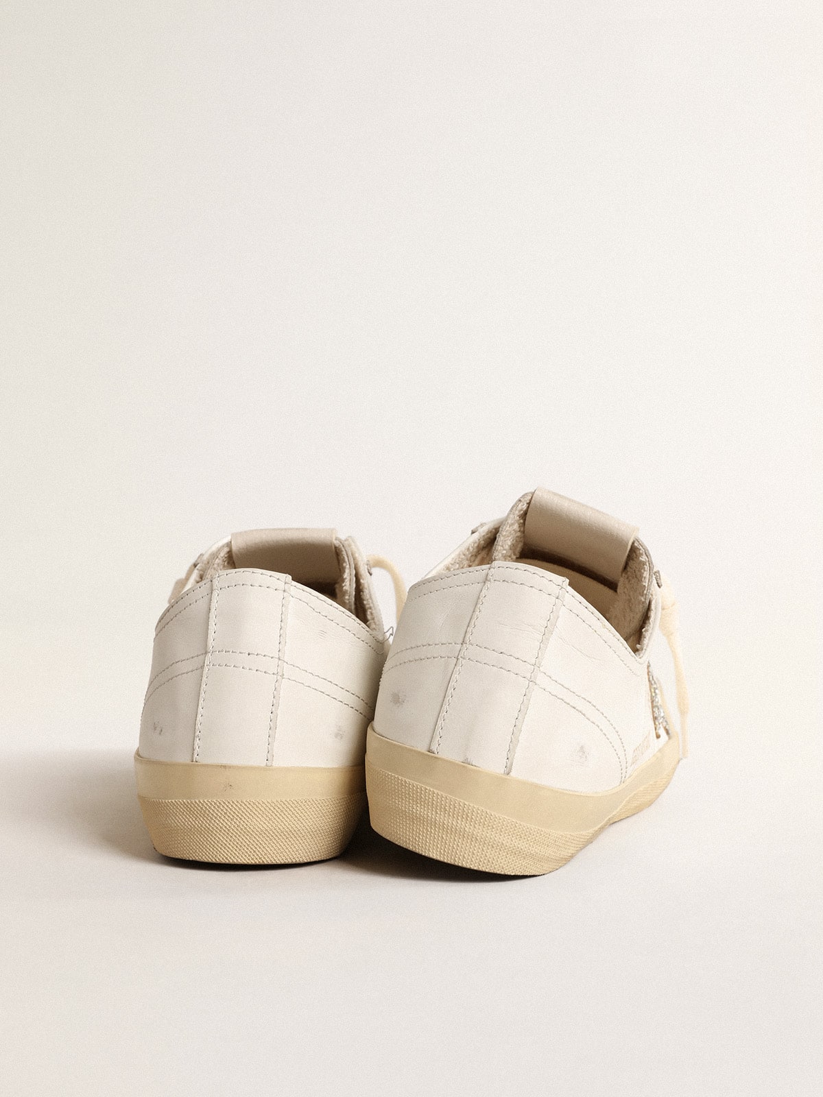 Golden Goose V-Star In White Leather With A Platinum Glitter Star - Sneaker Türkiye