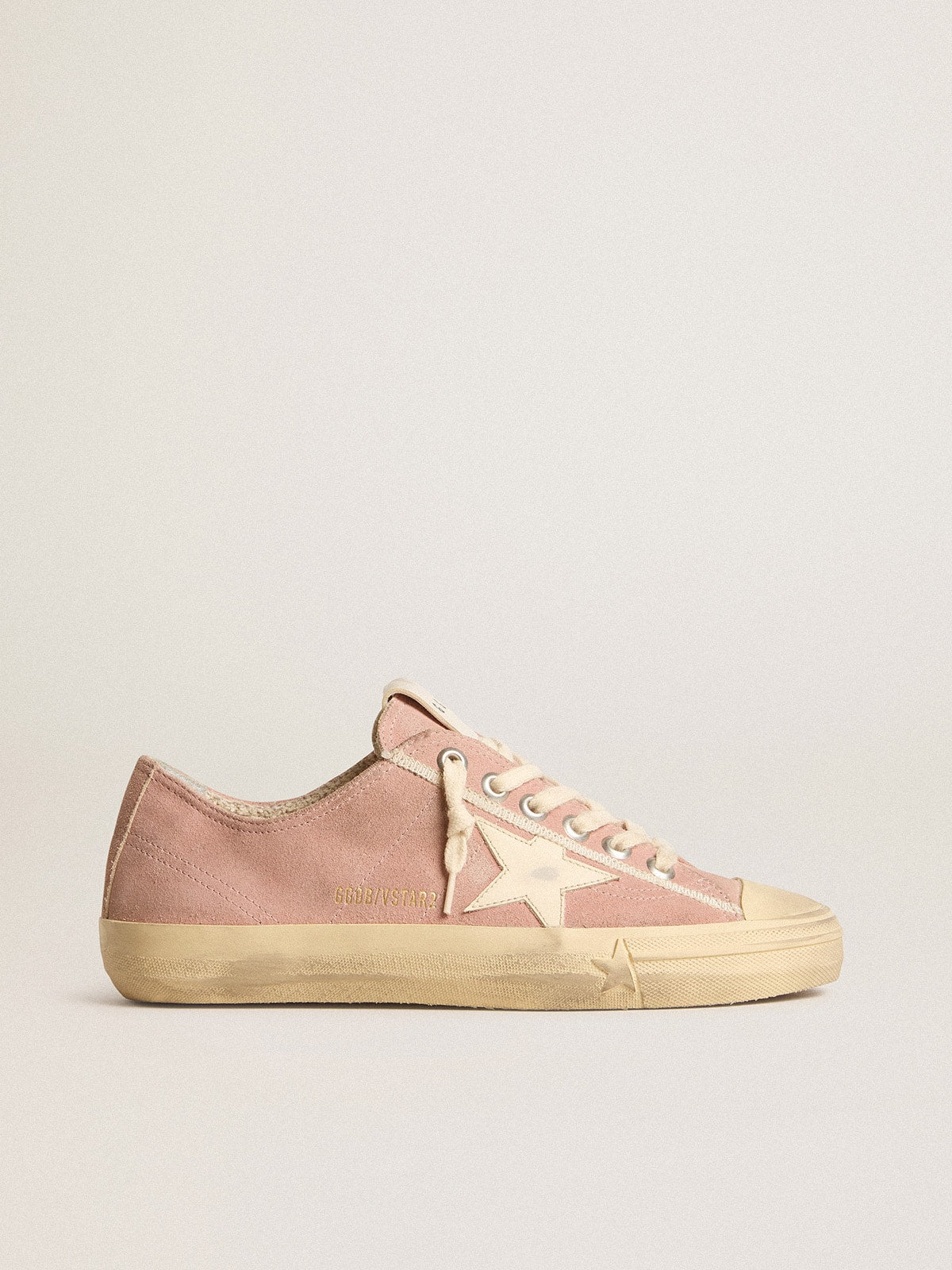 Golden Goose Women’s V-Star In Pink Suede With Cream Leather Star - Sneaker Türkiye