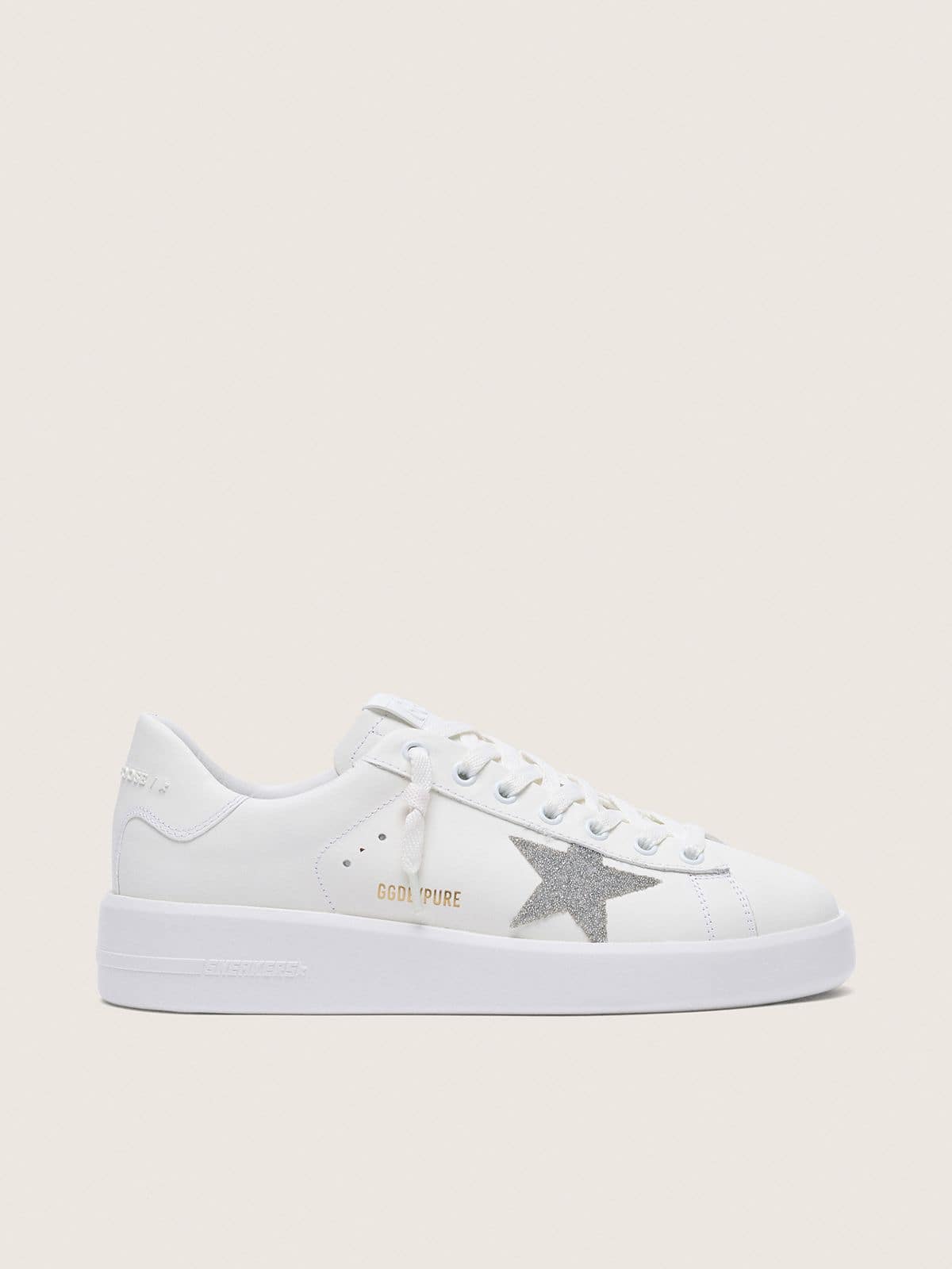 Golden Goose Women’s Purestar In White Leather With Silver Swarovski Crystal Star - Sneaker Türkiye