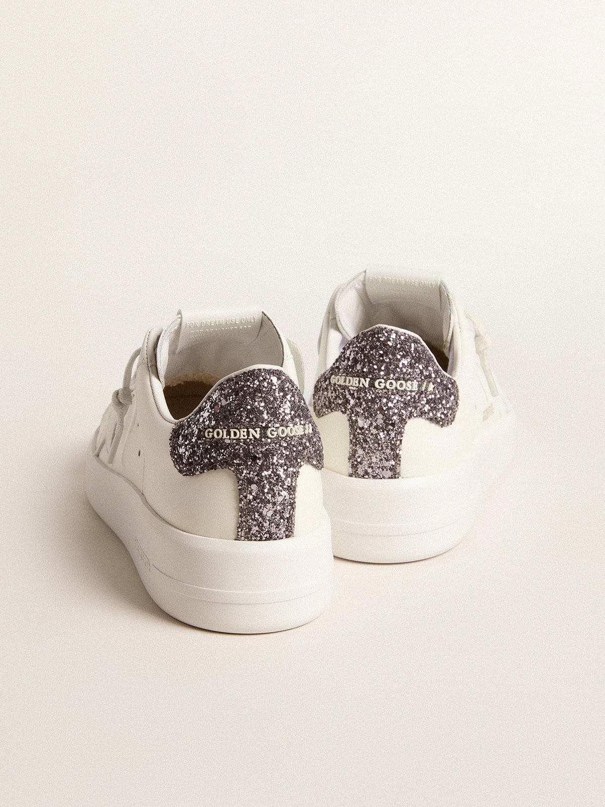 Golden Goose Women’s Purestar With White Leather Star And Anthracite Glitter Heel Tab - Sneaker Türkiye