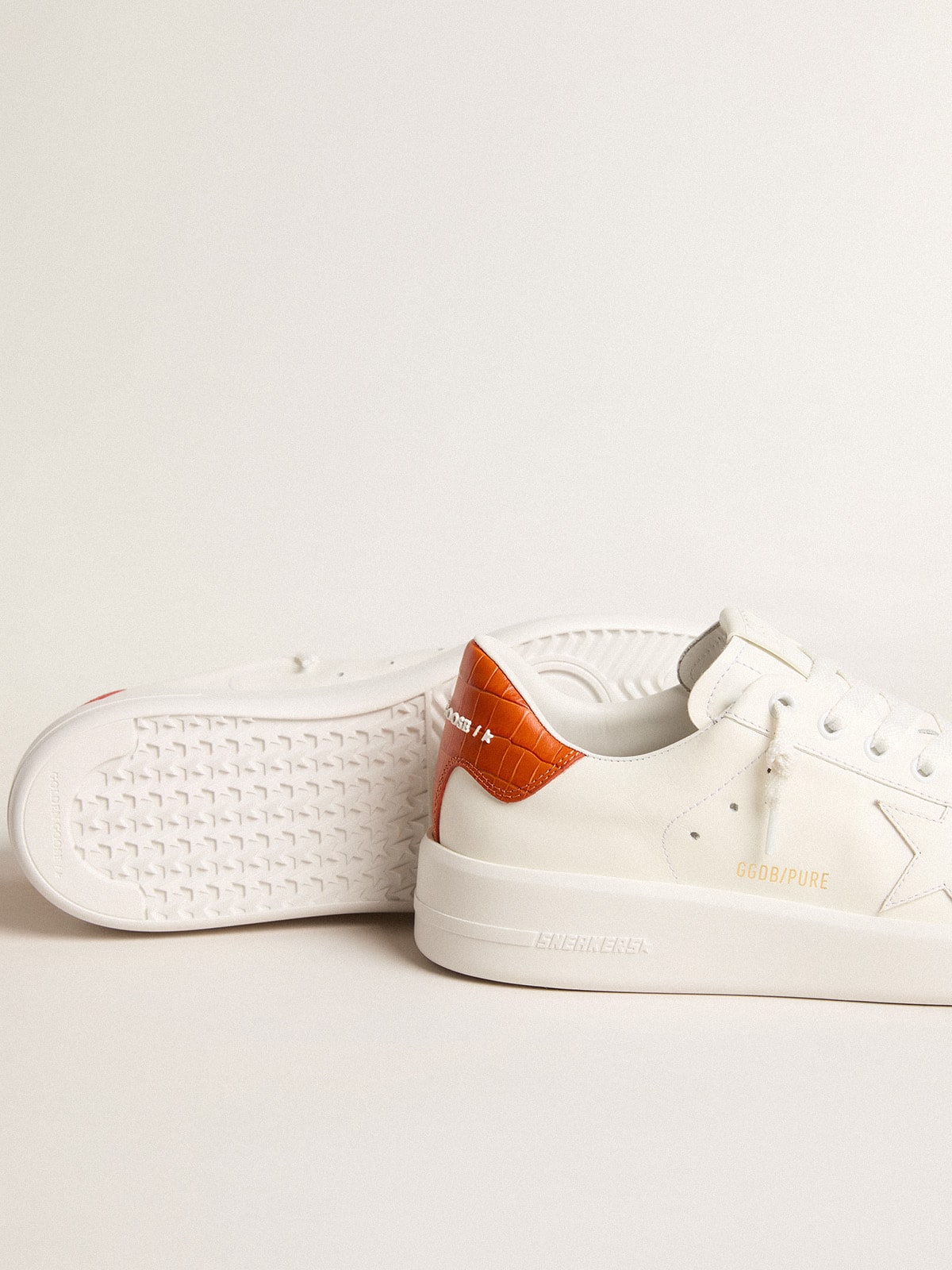 Golden Goose Women’s Purestar With White Leather Star And Orange Heel Tab - Sneaker Türkiye
