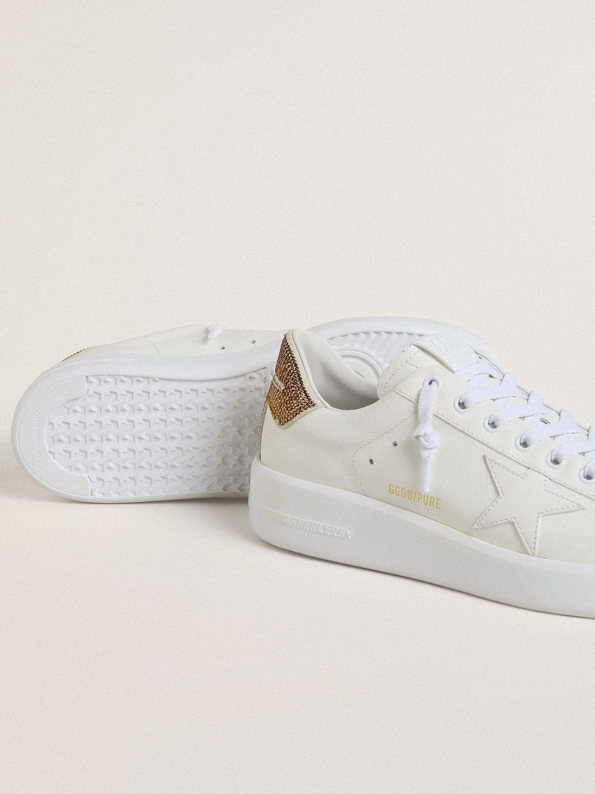 Golden Goose Women’s Purestar With White Leather Star And Brown Crystal Heel Tab - Sneaker Türkiye