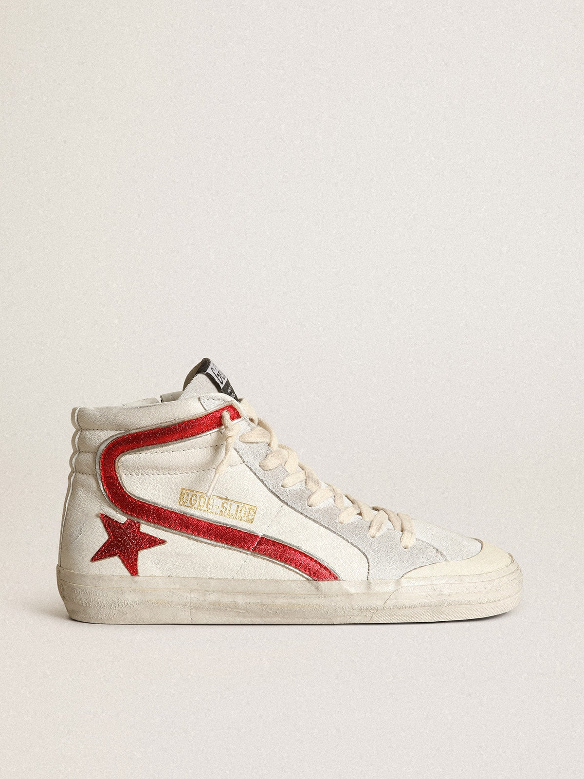 Golden Goose Slide With A Red Laminated Leather Star And Flash - Sneaker Türkiye