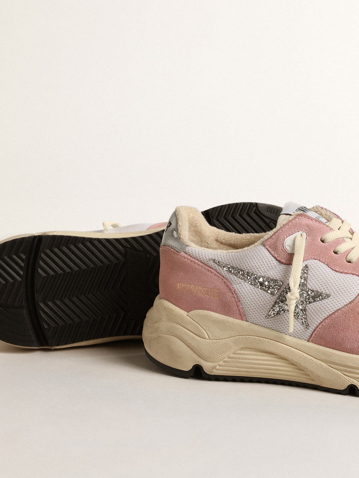 Golden Goose Women’s Running Sole In Gray Mesh And Suede With Silver Glitter Star - Sneaker Türkiye