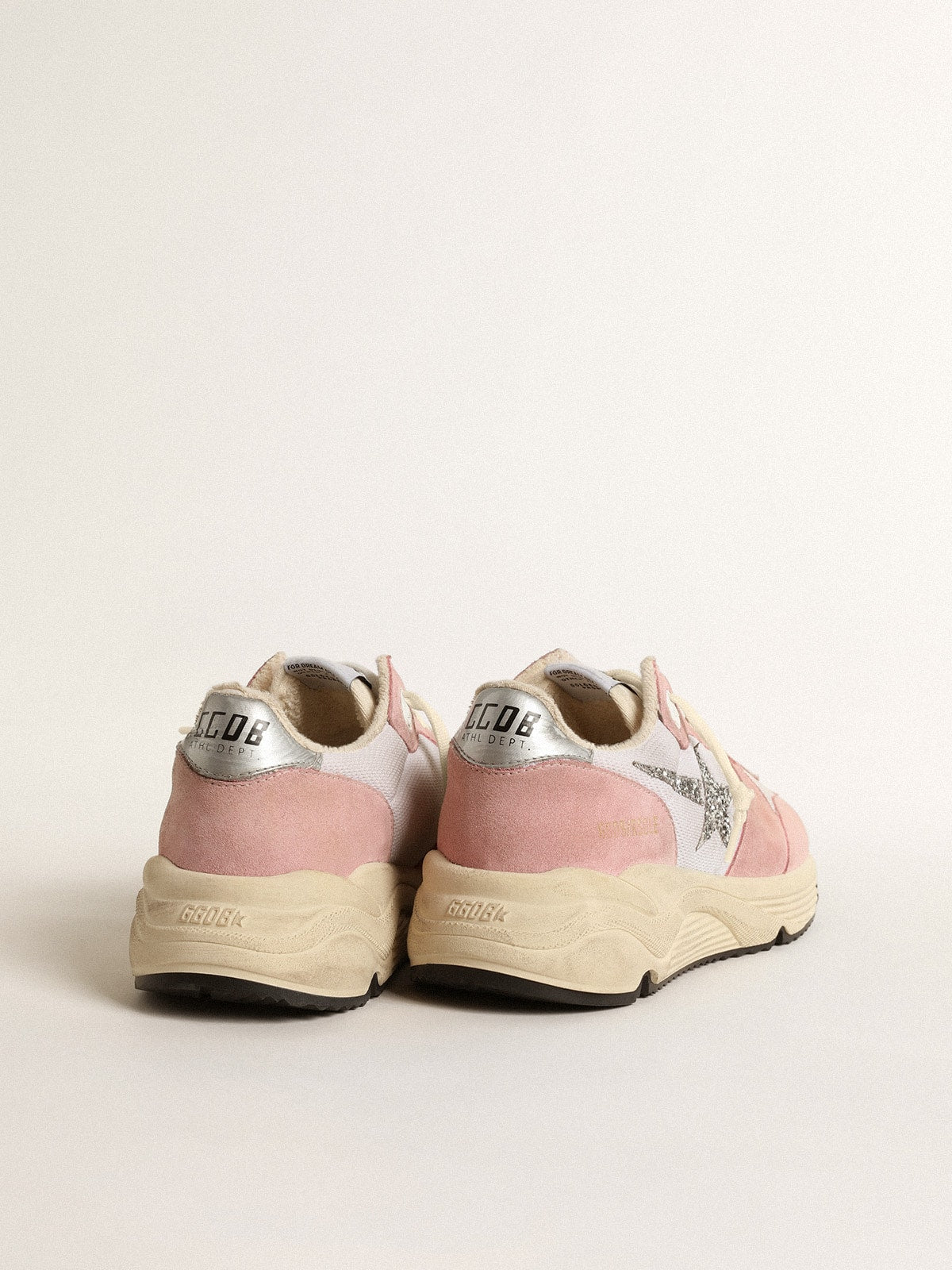 Golden Goose Women’s Running Sole In Gray Mesh And Suede With Silver Glitter Star - Sneaker Türkiye