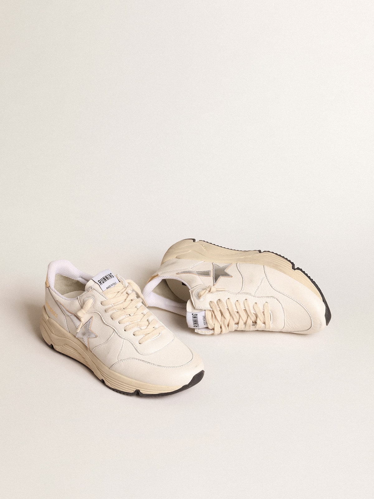 Golden Goose Running Sole In Nappa With Silver Star And Gold Leather Heel Tab - Sneaker Türkiye