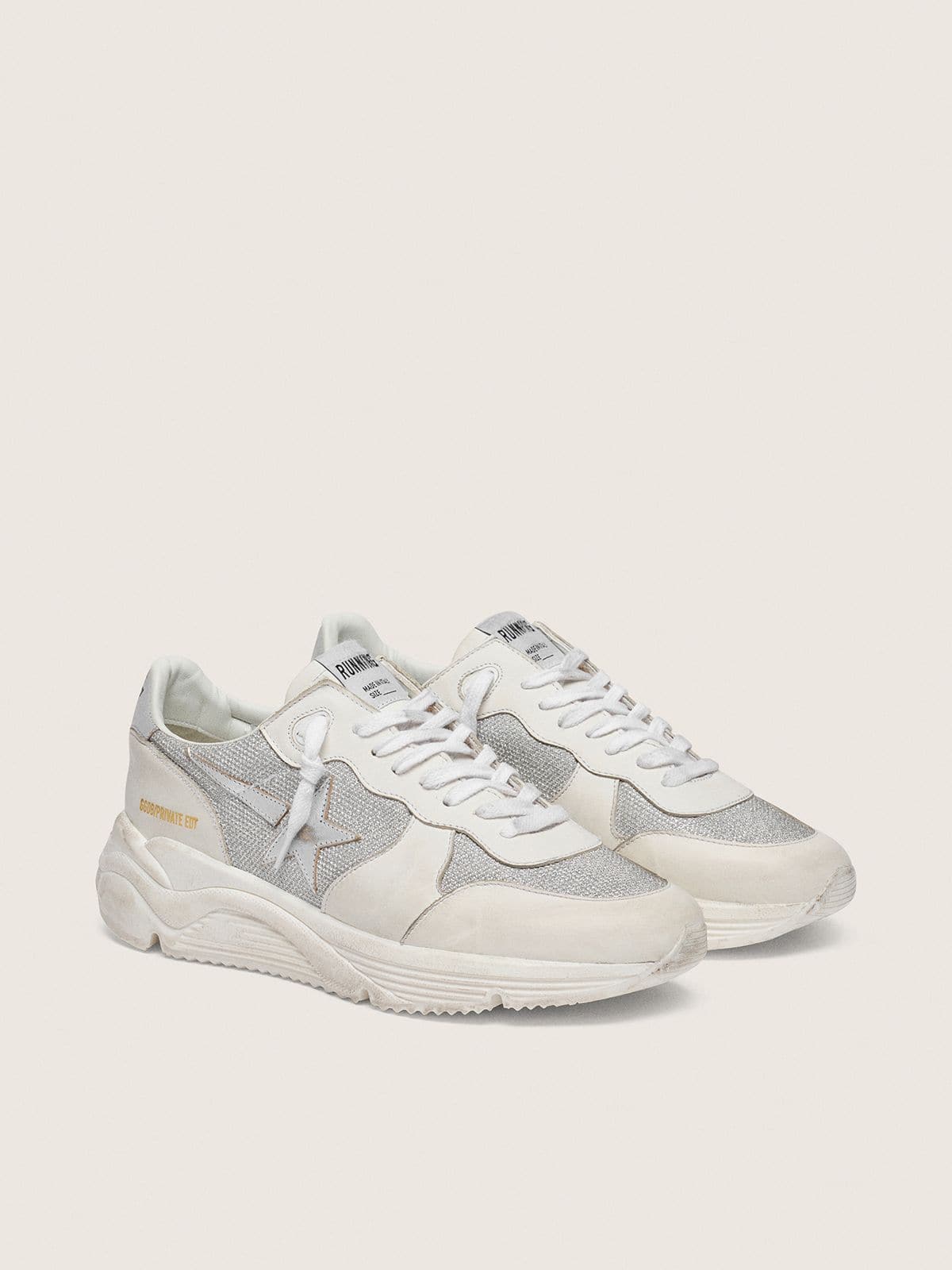 Golden Goose Women’s Running Sole In Mesh And Nubuck With Silver Metallic Leather Star - Sneaker Türkiye