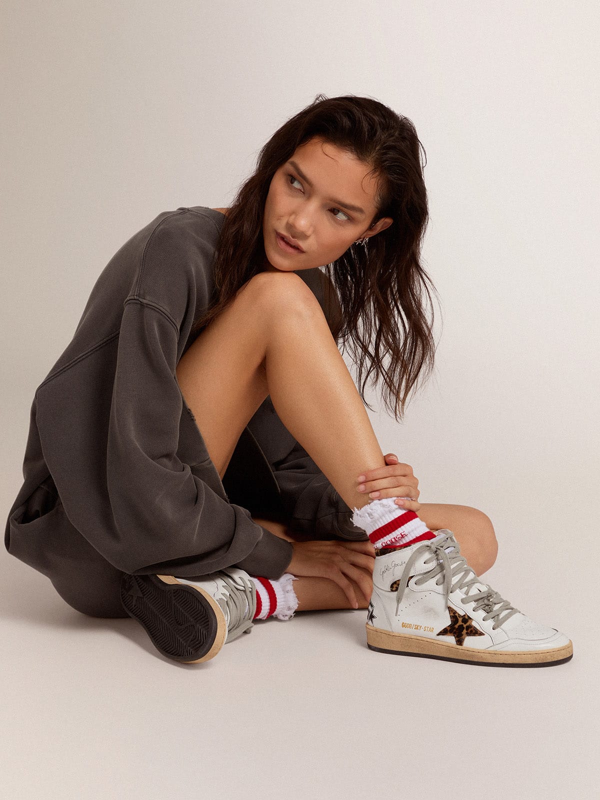 Golden Goose Women’s Sky-Star With Signature And Leopard Print Pony Skin Inserts - Sneaker Türkiye