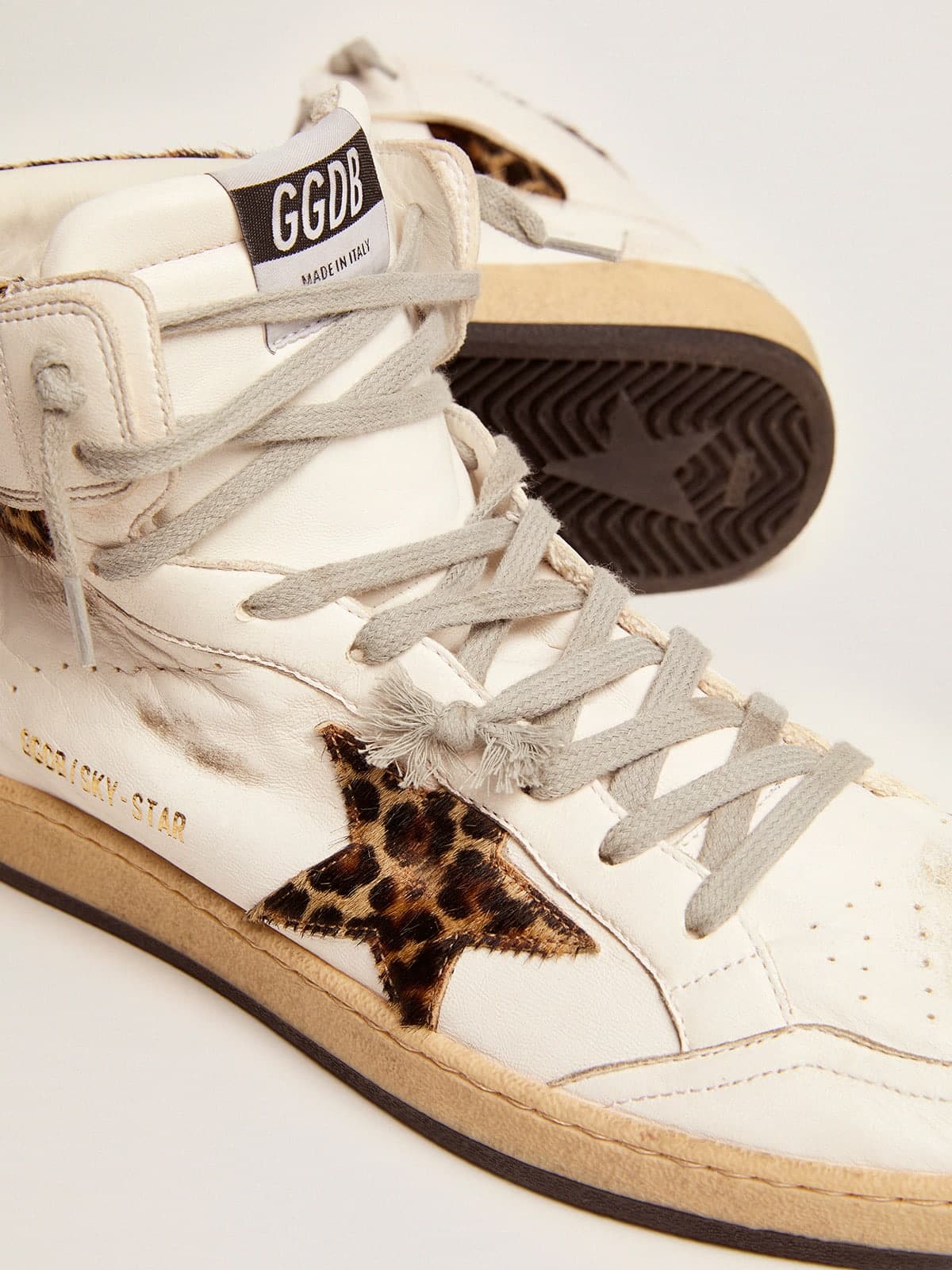 Golden Goose Women’s Sky-Star With Signature And Leopard Print Pony Skin Inserts - Sneaker Türkiye