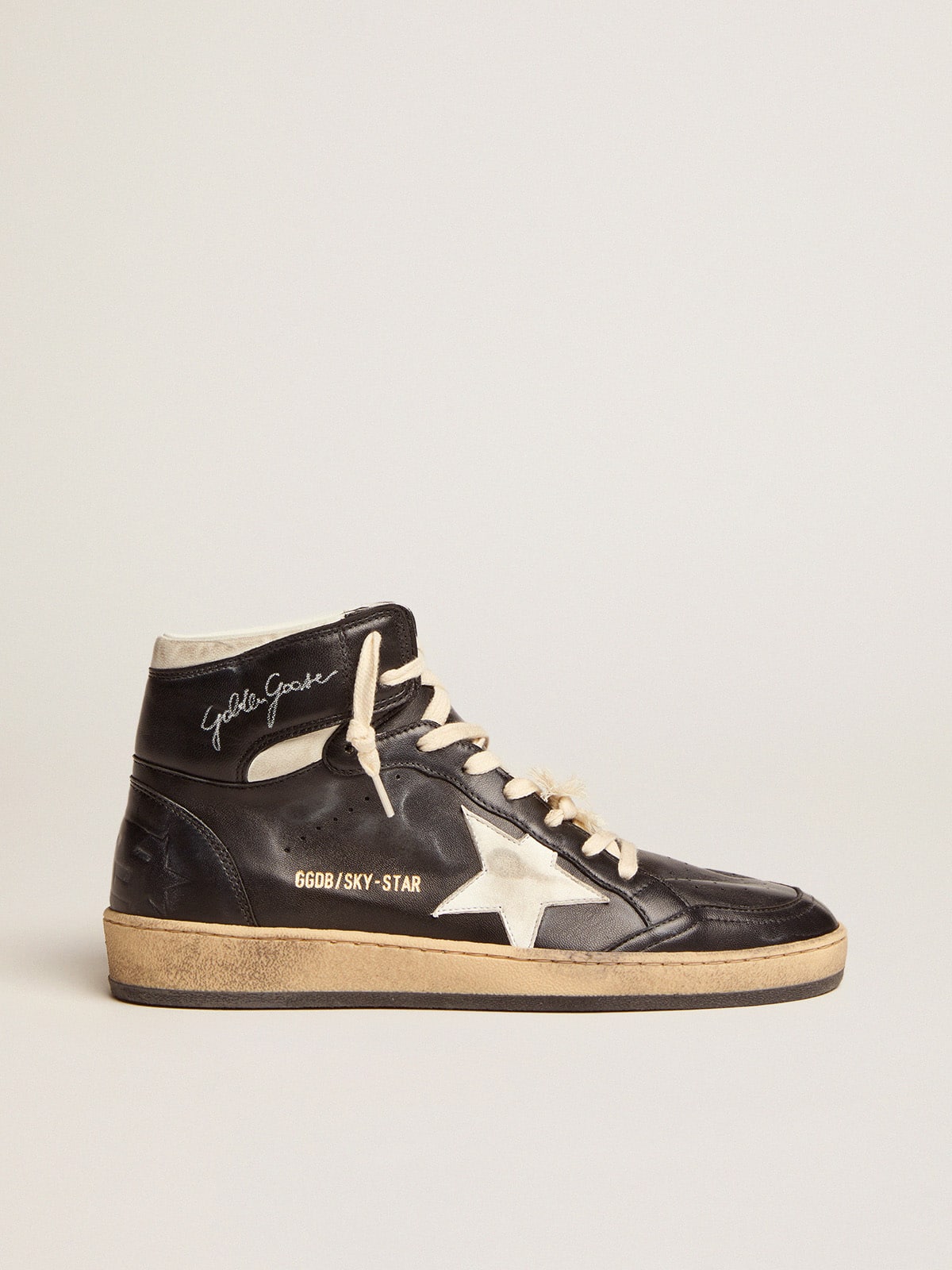 Golden Goose Women’s Sky-Star In Black Nappa With White Star - Sneaker Türkiye