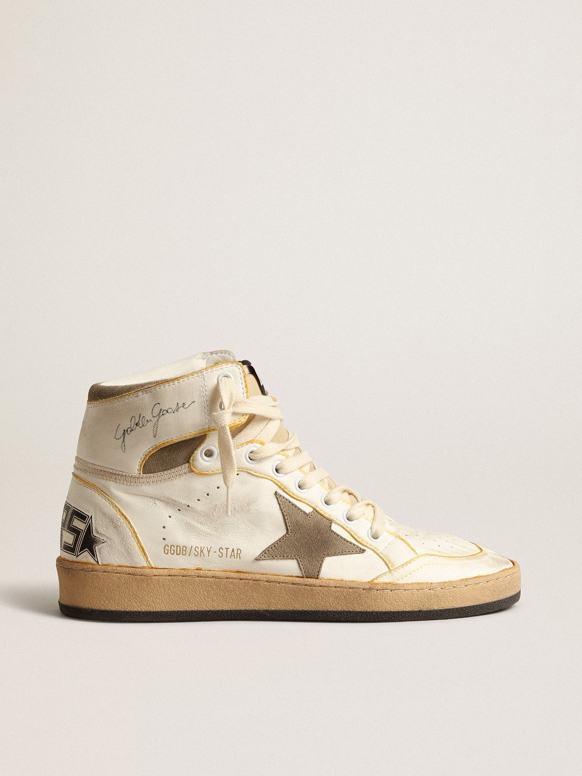 Golden Goose Women’s Sky-Star In White Nappa Leather With Dove-Gray Suede Star - Sneaker Türkiye