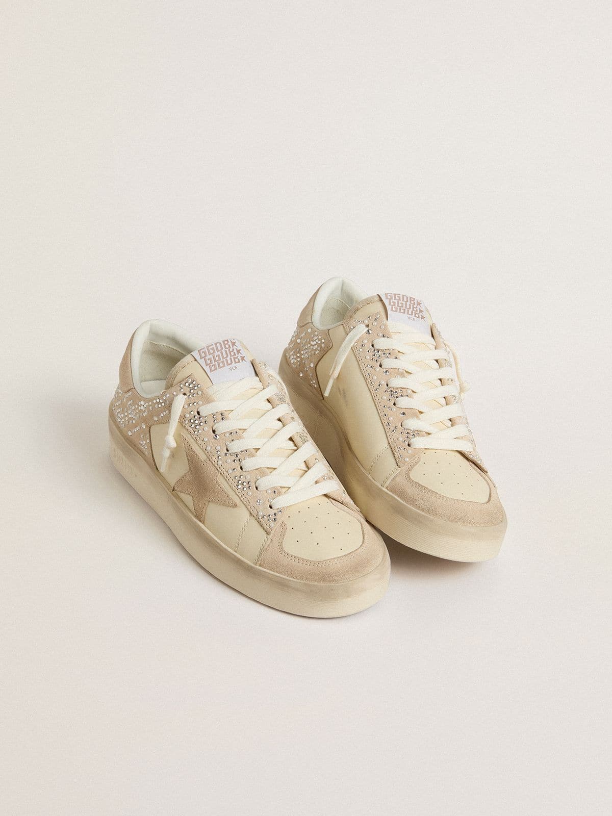 Golden Goose Stardan In Cream-Colored Suede And Leather With Swarovski And A Suede Star - Sneaker Türkiye
