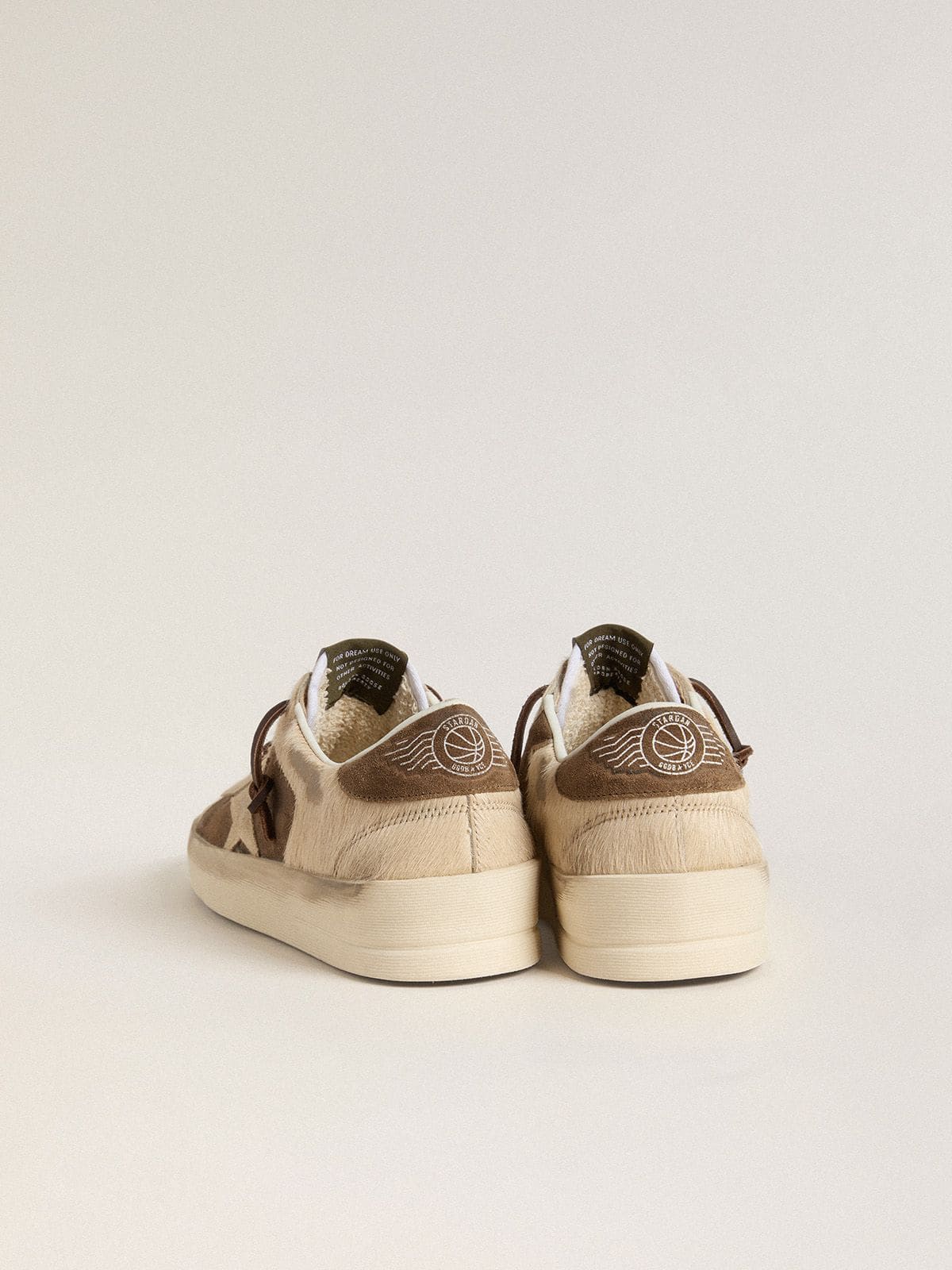 Golden Goose Women’s Stardan In Military-Green Suede And Beige Pony Skin With Beige Suede Star - Sneaker Türkiye