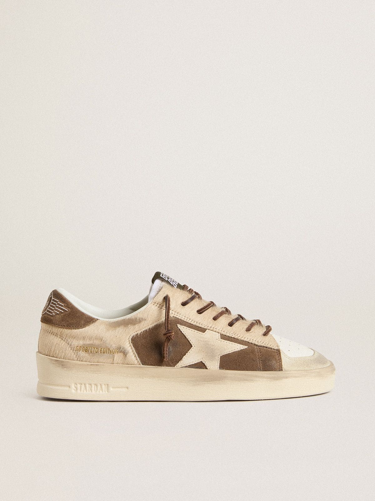 Golden Goose Women’s Stardan In Military-Green Suede And Beige Pony Skin With Beige Suede Star - Sneaker Türkiye
