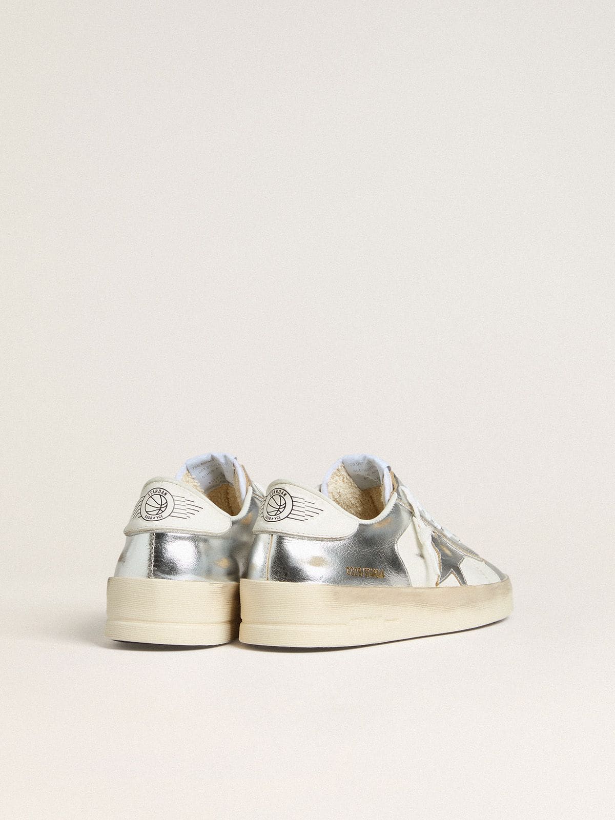 Golden Goose Stardan In Silver Foiled Leather With White Heel Tab - Sneaker Türkiye