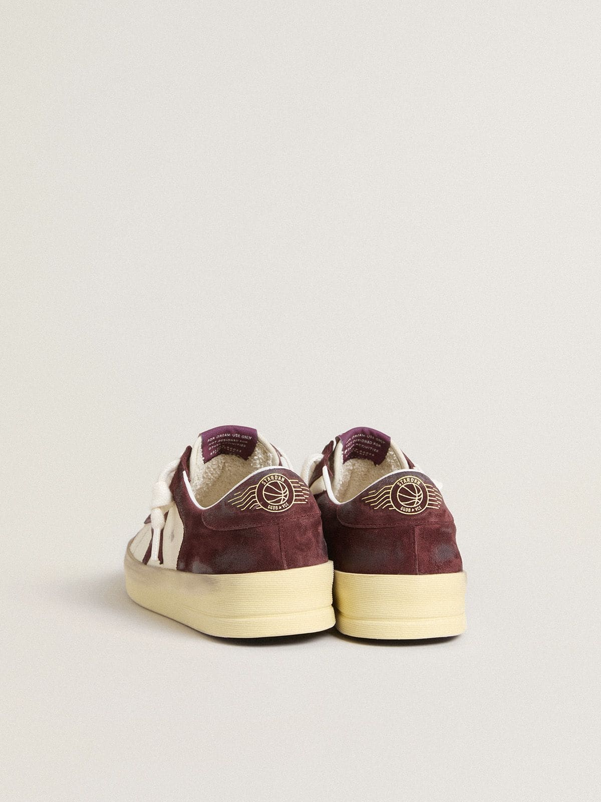 Golden Goose Women’s Stardan In White Nappa With Burgundy Suede Star And Heel Tab - Sneaker Türkiye