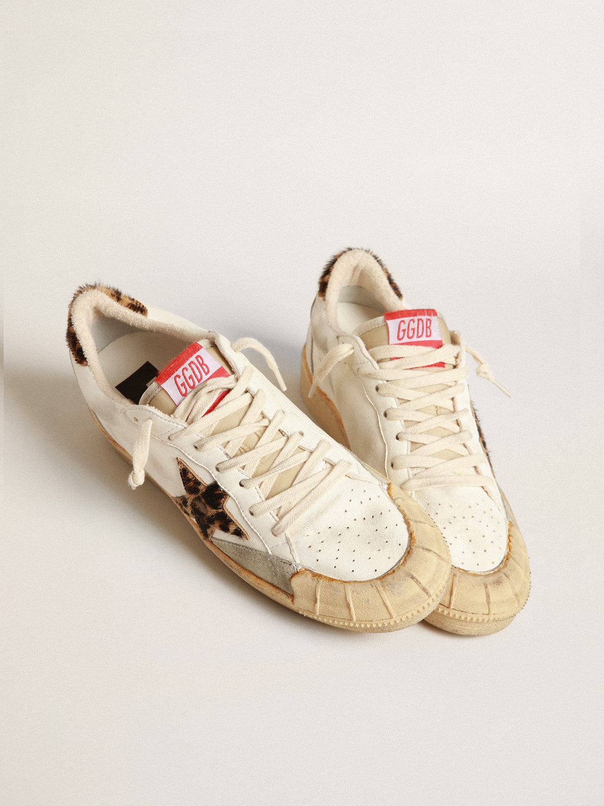 Golden Goose Ball Star In Nappa With Leopard-Print Pony Skin Star And Heel Tab - Sneaker Türkiye