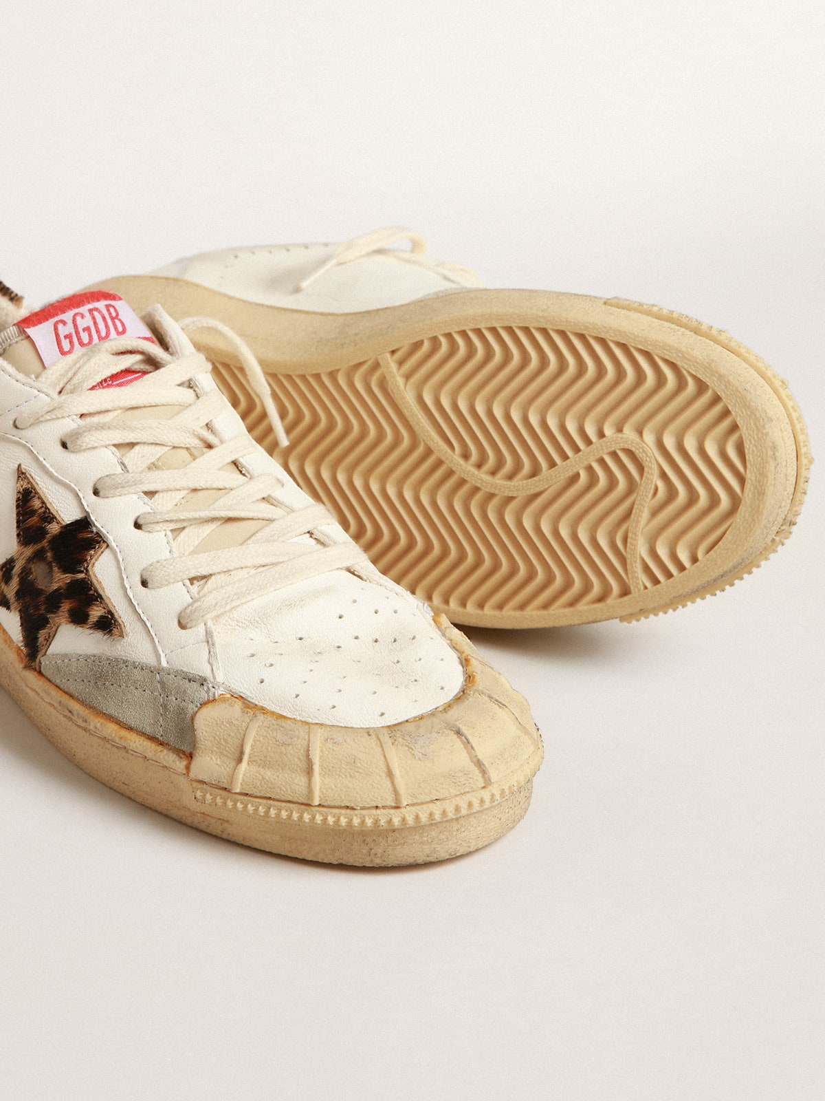Golden Goose Ball Star In Nappa With Leopard-Print Pony Skin Star And Heel Tab - Sneaker Türkiye