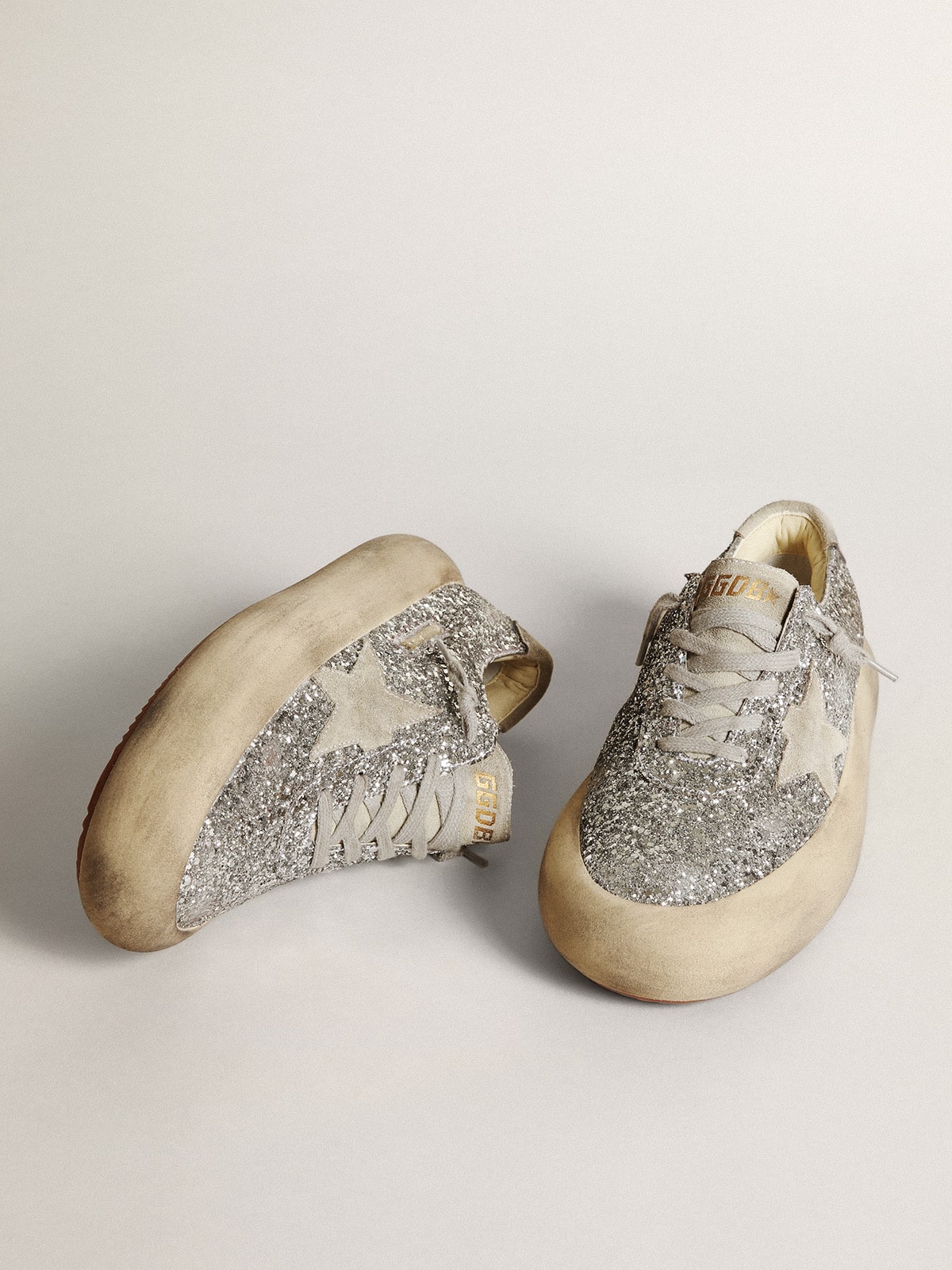 Golden Goose Women’s Space-Star In Silver Glitter With Ice-Gray Star - Sneaker Türkiye