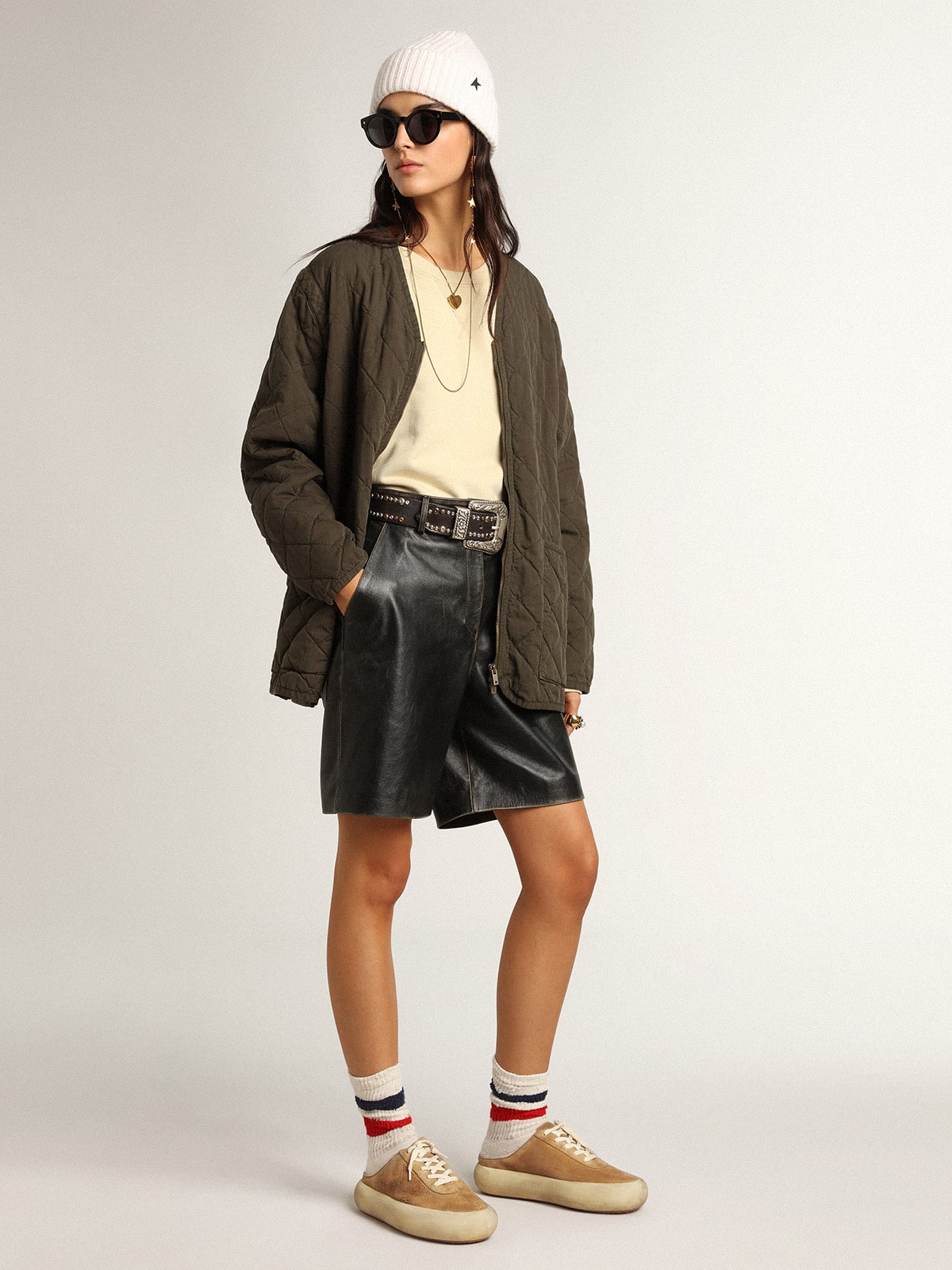 Golden Goose Women’s Space-Star Sabot In Tobacco-Colored Suede With Perforated Star - Sneaker Türkiye