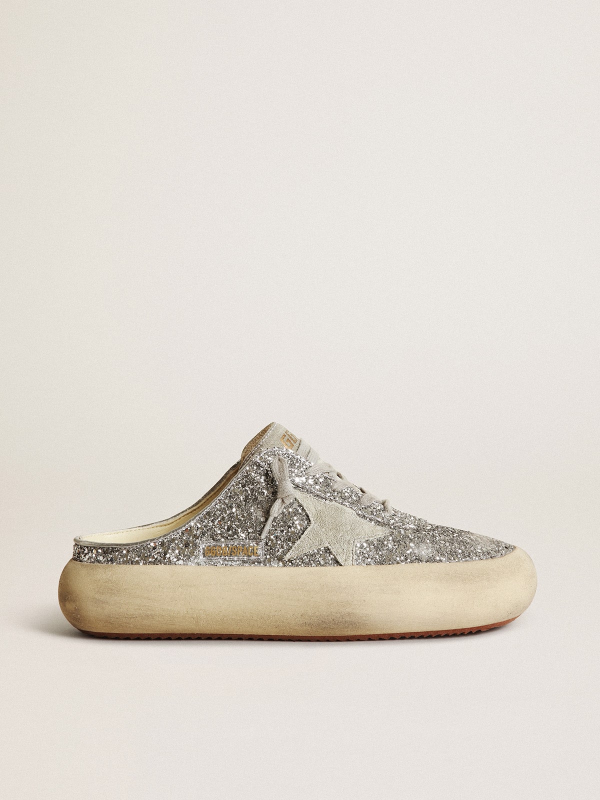 Golden Goose Women’s Space-Star Sabot In Glitter With Ice-Gray Star And Tab - Sneaker Türkiye