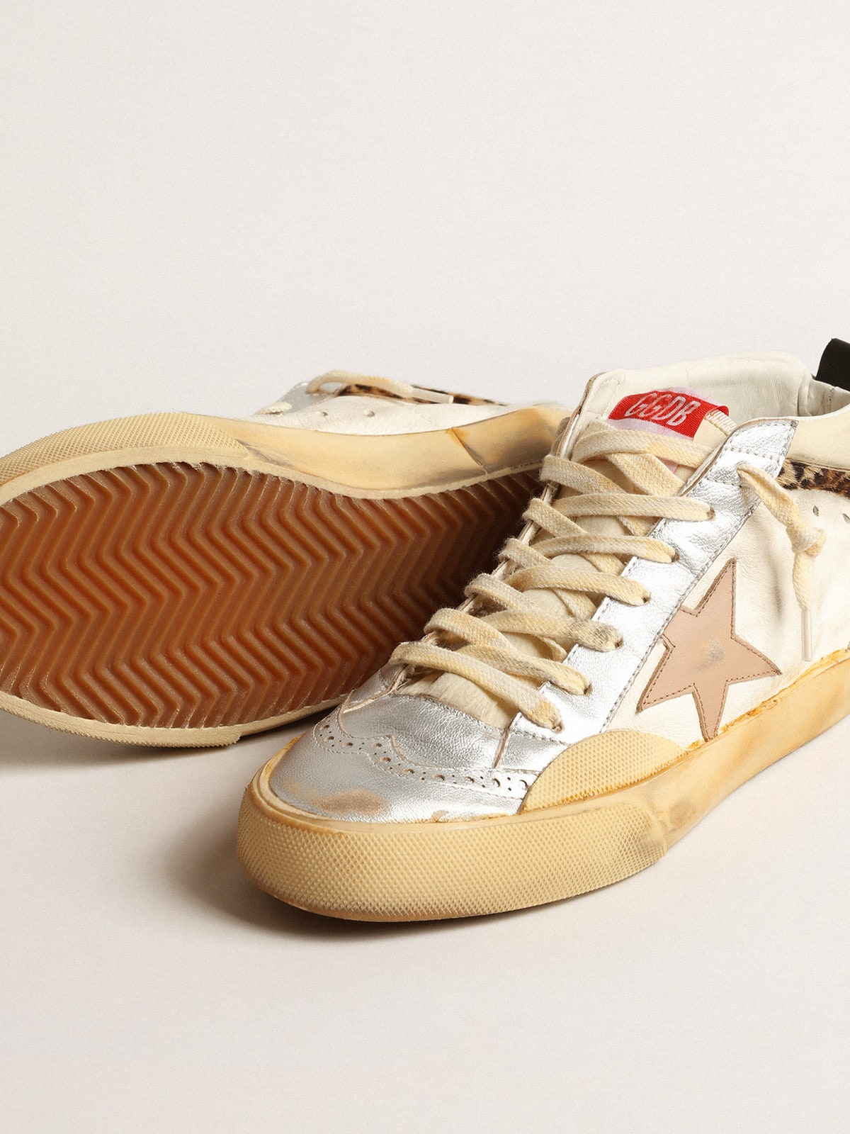 Golden Goose Mid Star LTD With Silver Metallic Leather Inserts And Pink Star - Sneaker Türkiye
