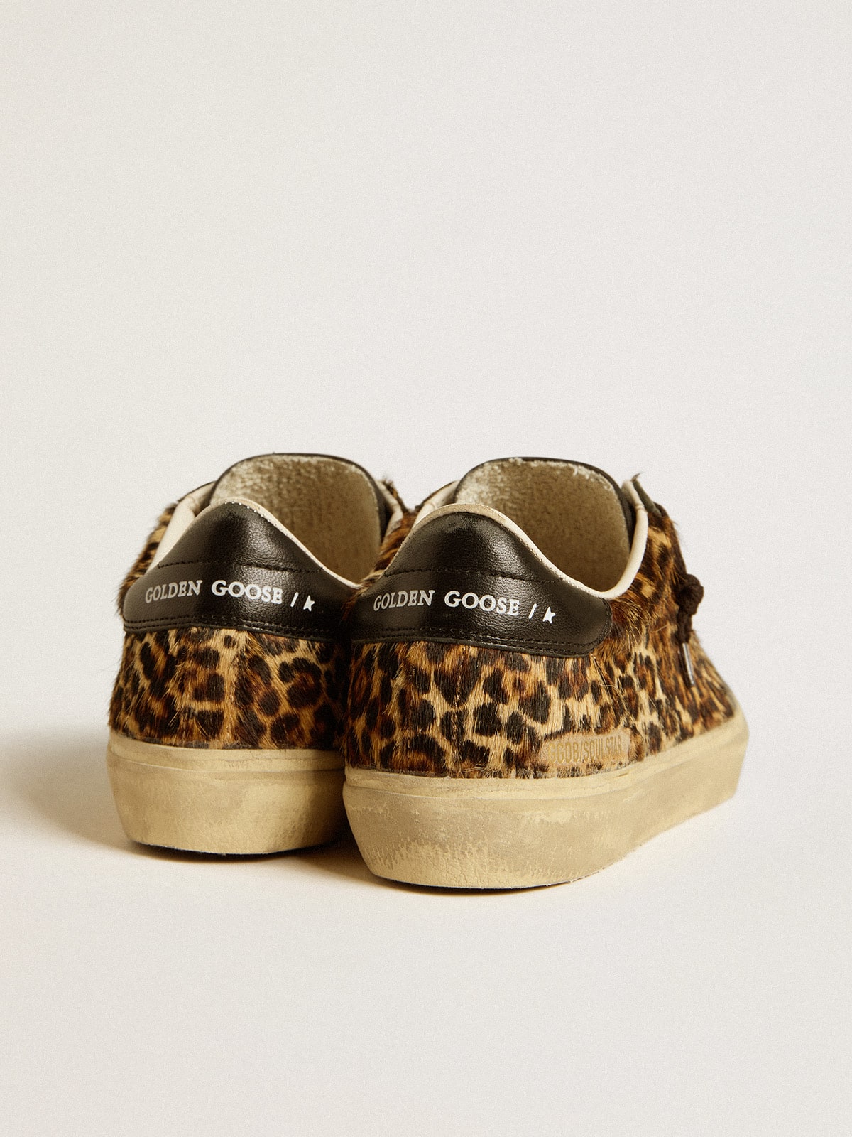 Golden Goose Soul Star In Leopard-Print Pony Skin With Black Nappa Leather Heel Tab And Inserts - Sneaker Türkiye