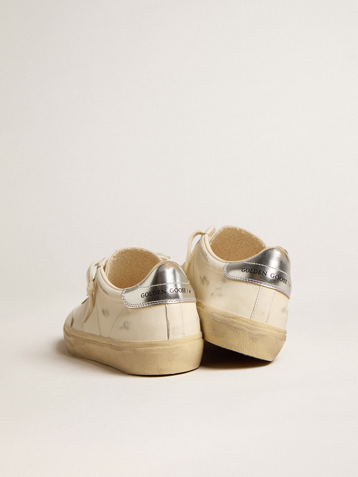 Golden Goose Soul Star In White Nappa With Metallic Silver Leather Heel Tab - Sneaker Türkiye