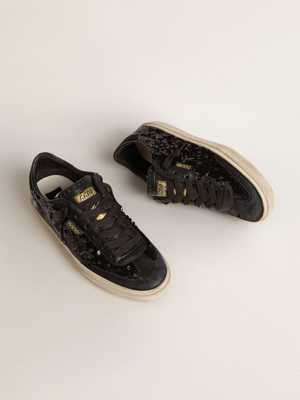 Golden Goose Women’s Soul Star In Black Sequins With Black Suede Heel Tab - Sneaker Türkiye