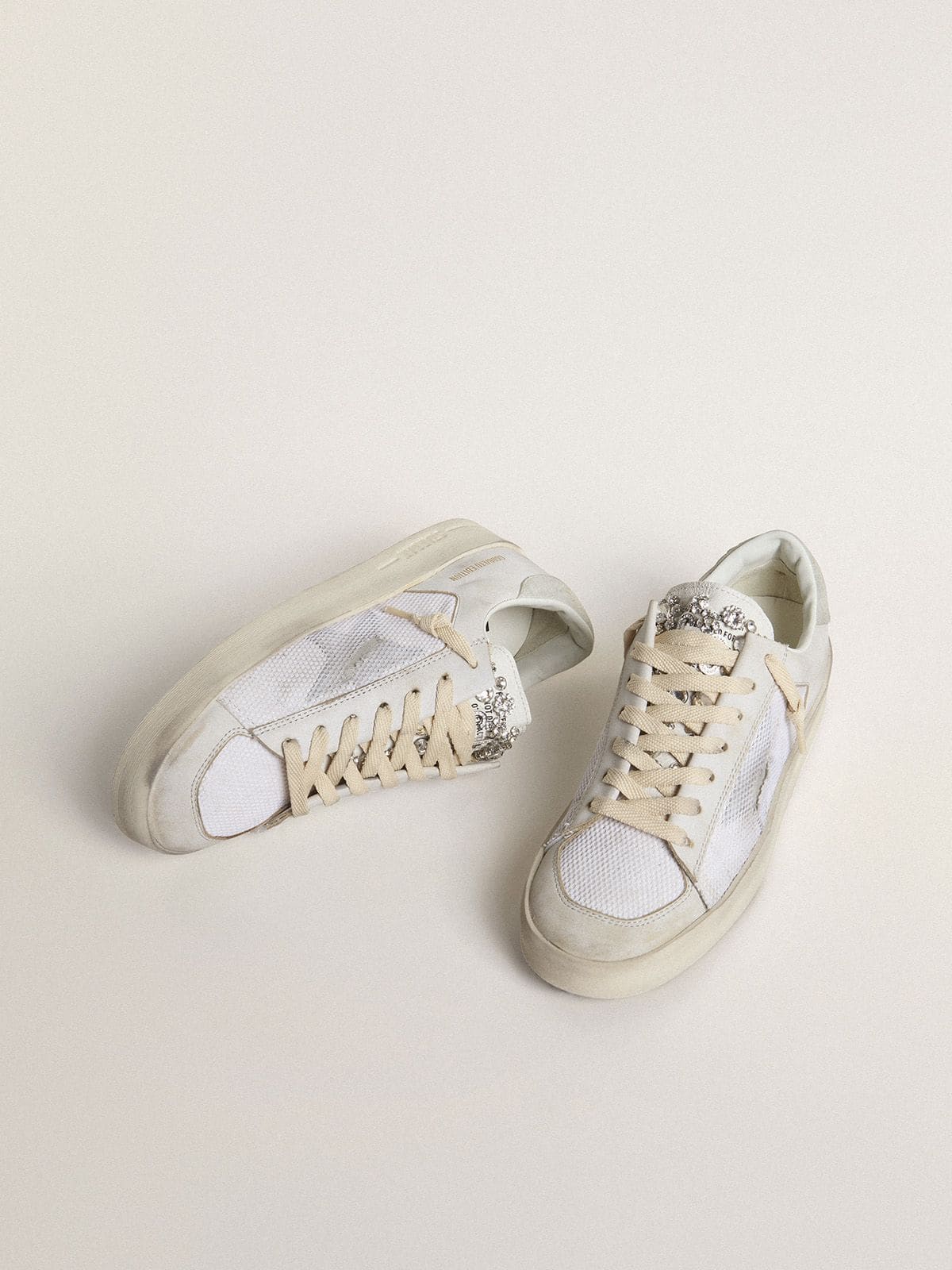 Golden Goose Stardan LTD In White Leather With Star And Heel Tab In Ice-Gray Suede - Sneaker Türkiye