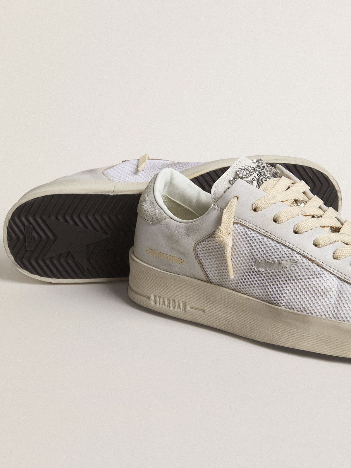 Golden Goose Stardan LTD In White Leather With Star And Heel Tab In Ice-Gray Suede - Sneaker Türkiye
