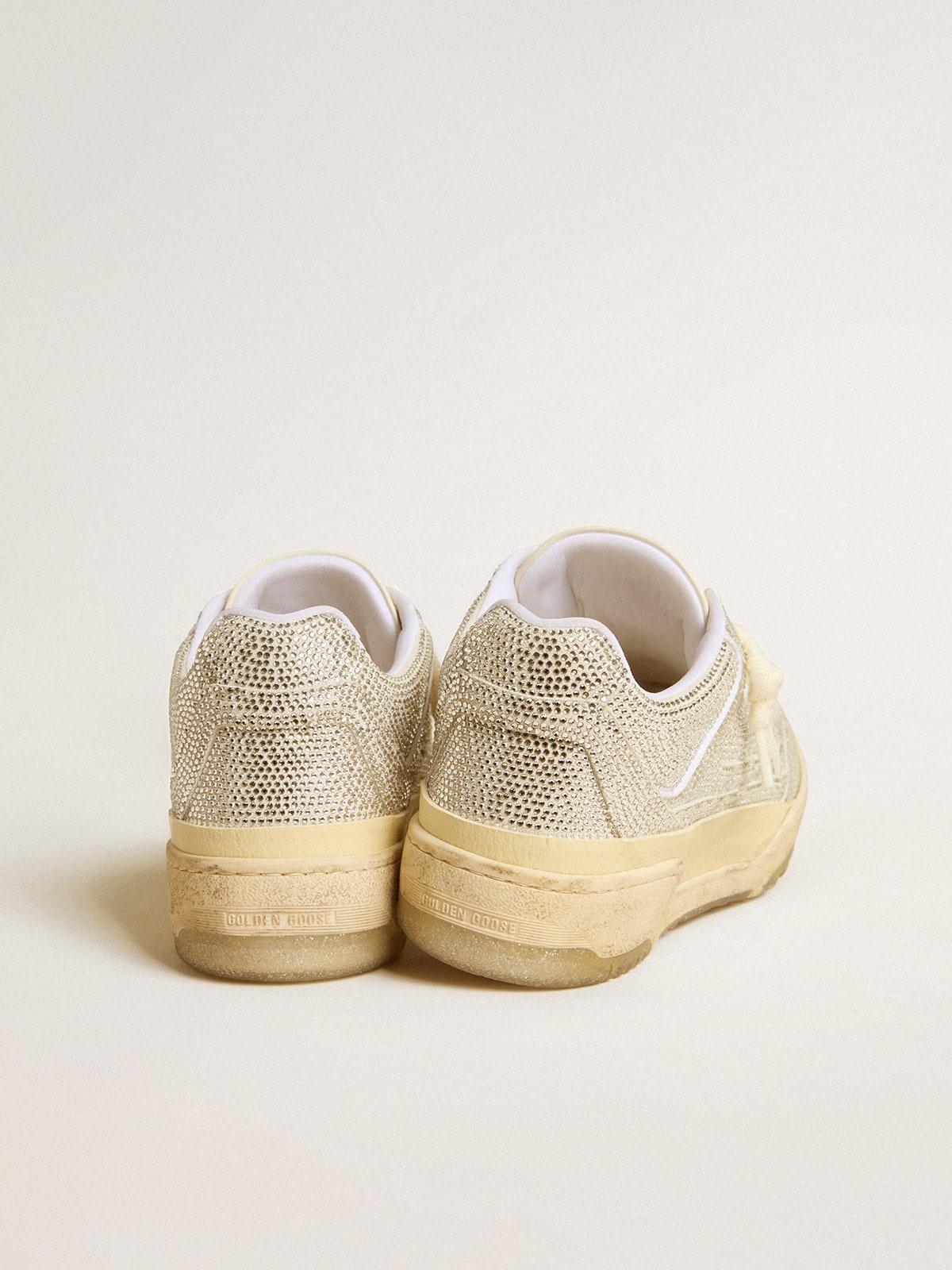 Golden Goose Women’s Forty2 In White Leather And Swarovski Crystals With White Star - Sneaker Türkiye