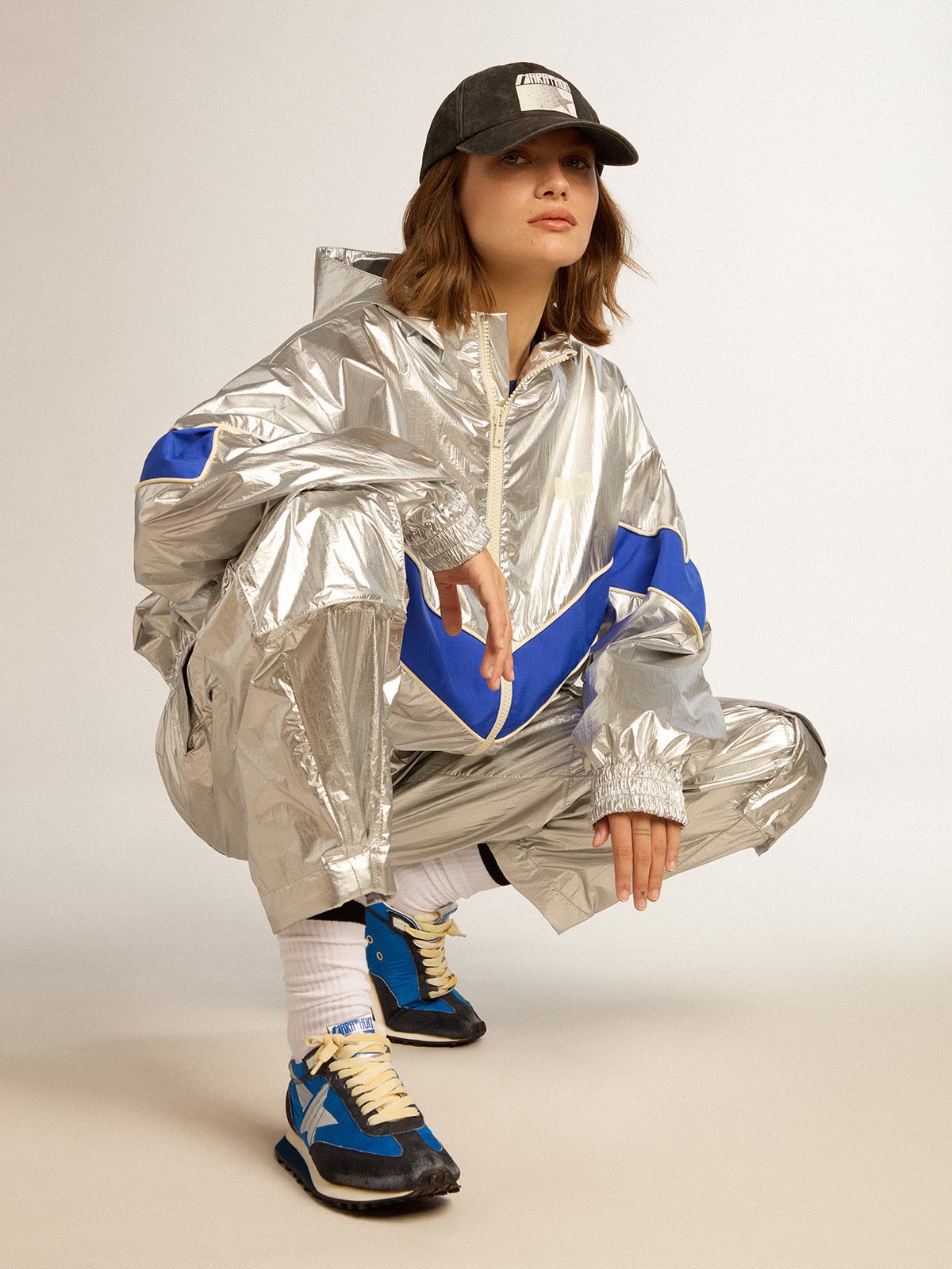 Golden Goose Women’s Marathon With Blue Nylon Upper And White Star - Sneaker Türkiye