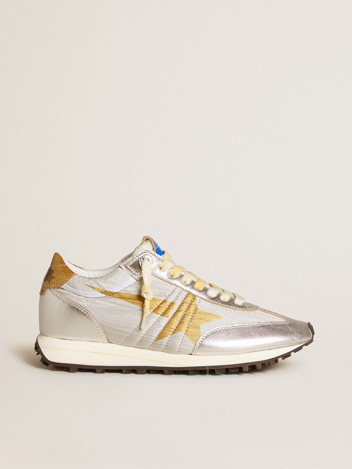 Golden Goose Women’s Marathon With Silver Ripstop Nylon Upper And Gold Star - Sneaker Türkiye