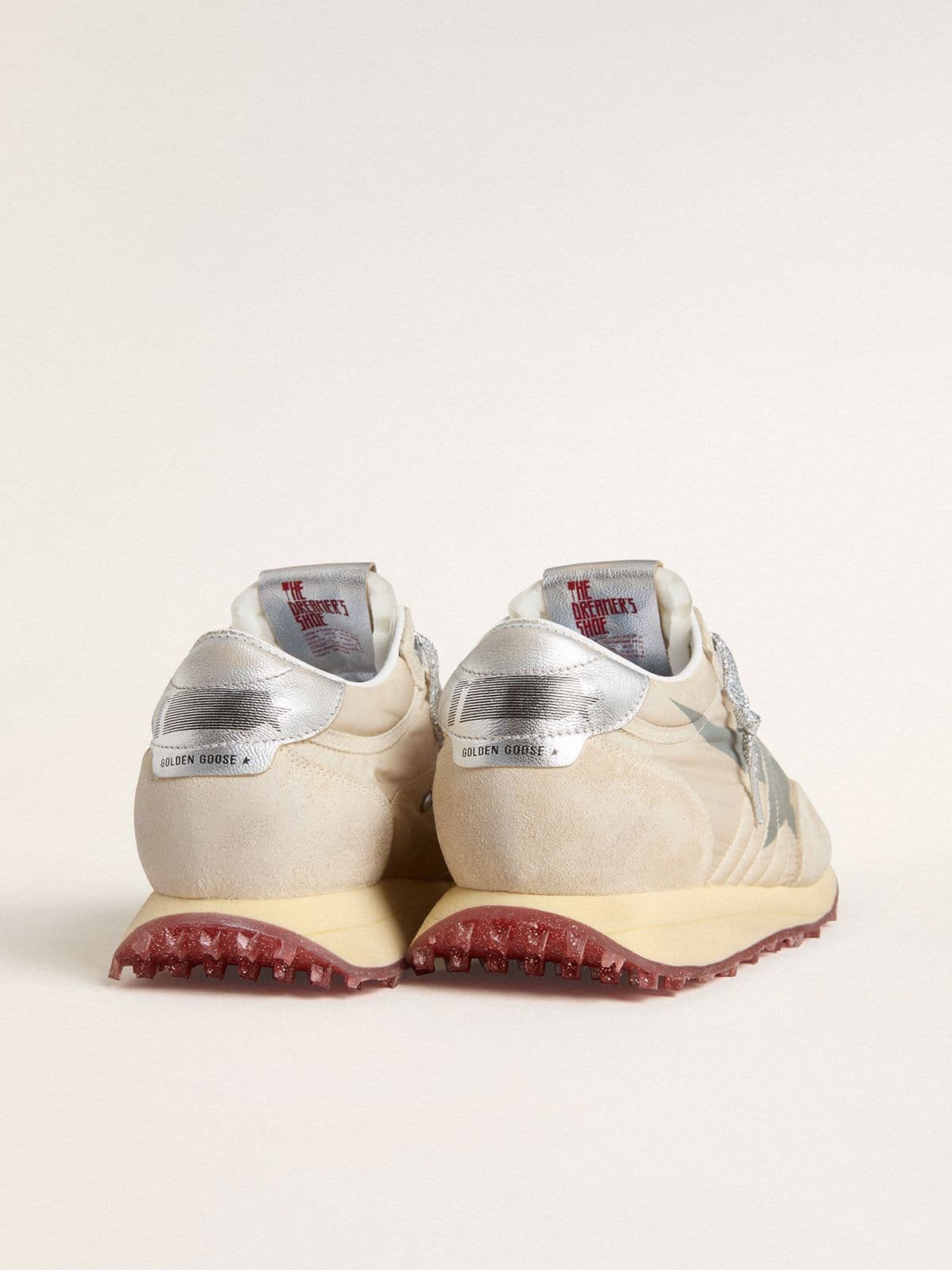 Golden Goose Women’s Marathon With Beige Nylon Upper And Gray Star - Sneaker Türkiye
