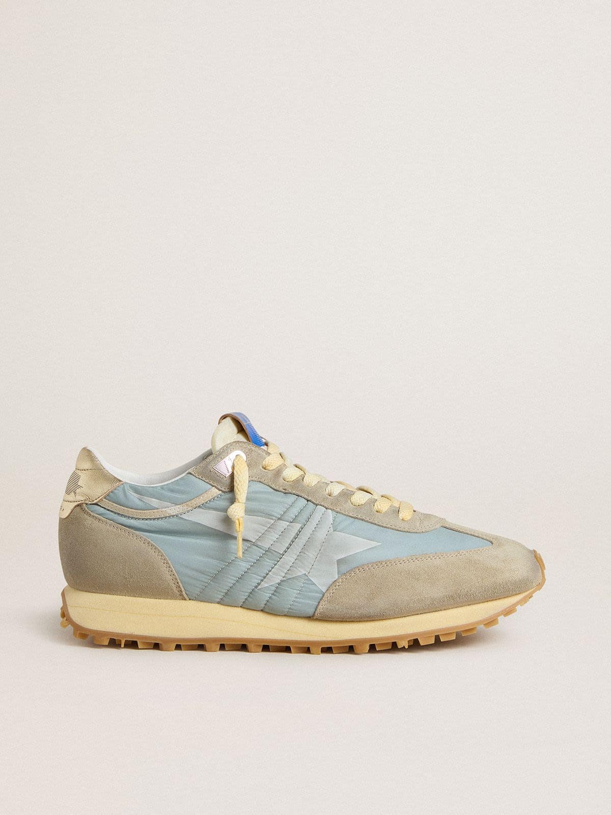 Golden Goose Women’s Marathon With Light Blue Nylon Upper And Pastel Blue Star - Sneaker Türkiye