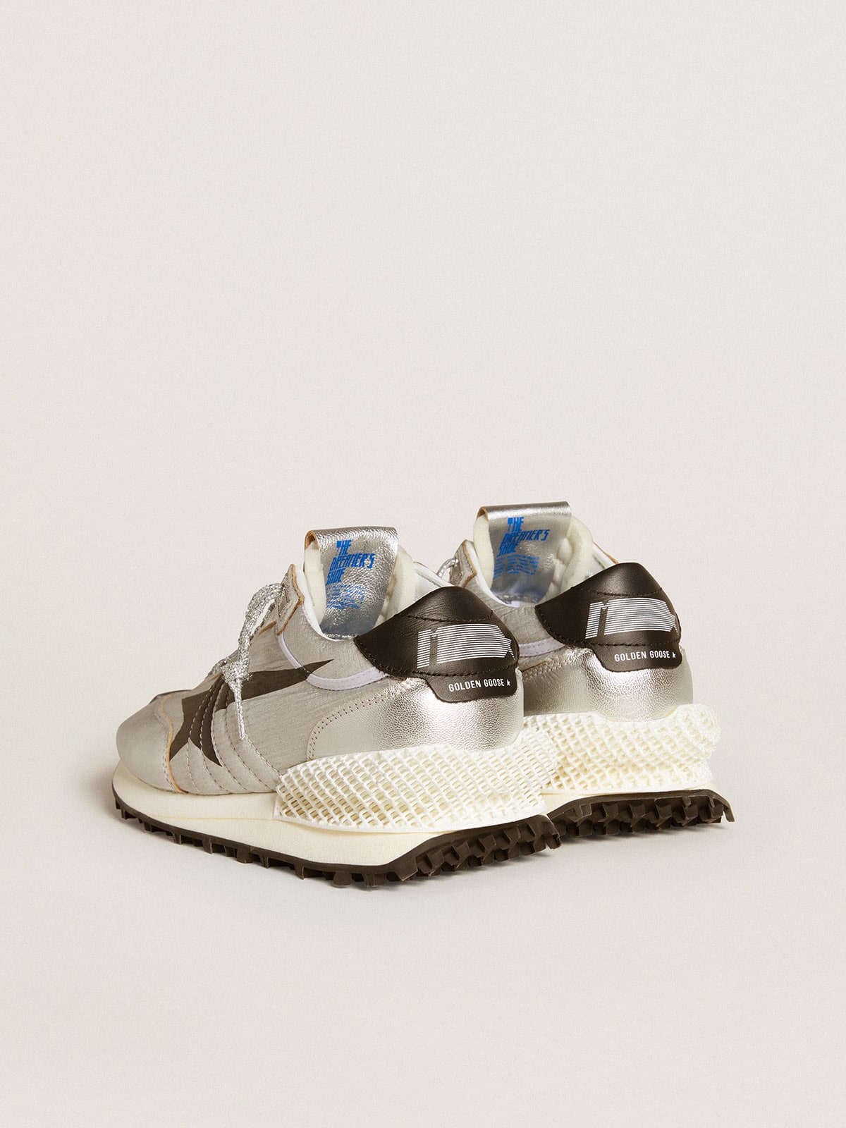 Golden Goose Women’s Marathon With Silver Ripstop Nylon Upper And Black Star - Sneaker Türkiye