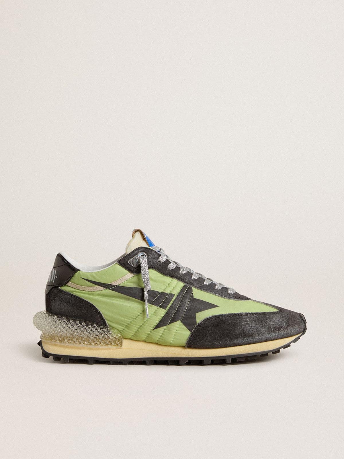 Golden Goose Women’s Marathon With Green Nylon Upper And Black Star - Sneaker Türkiye