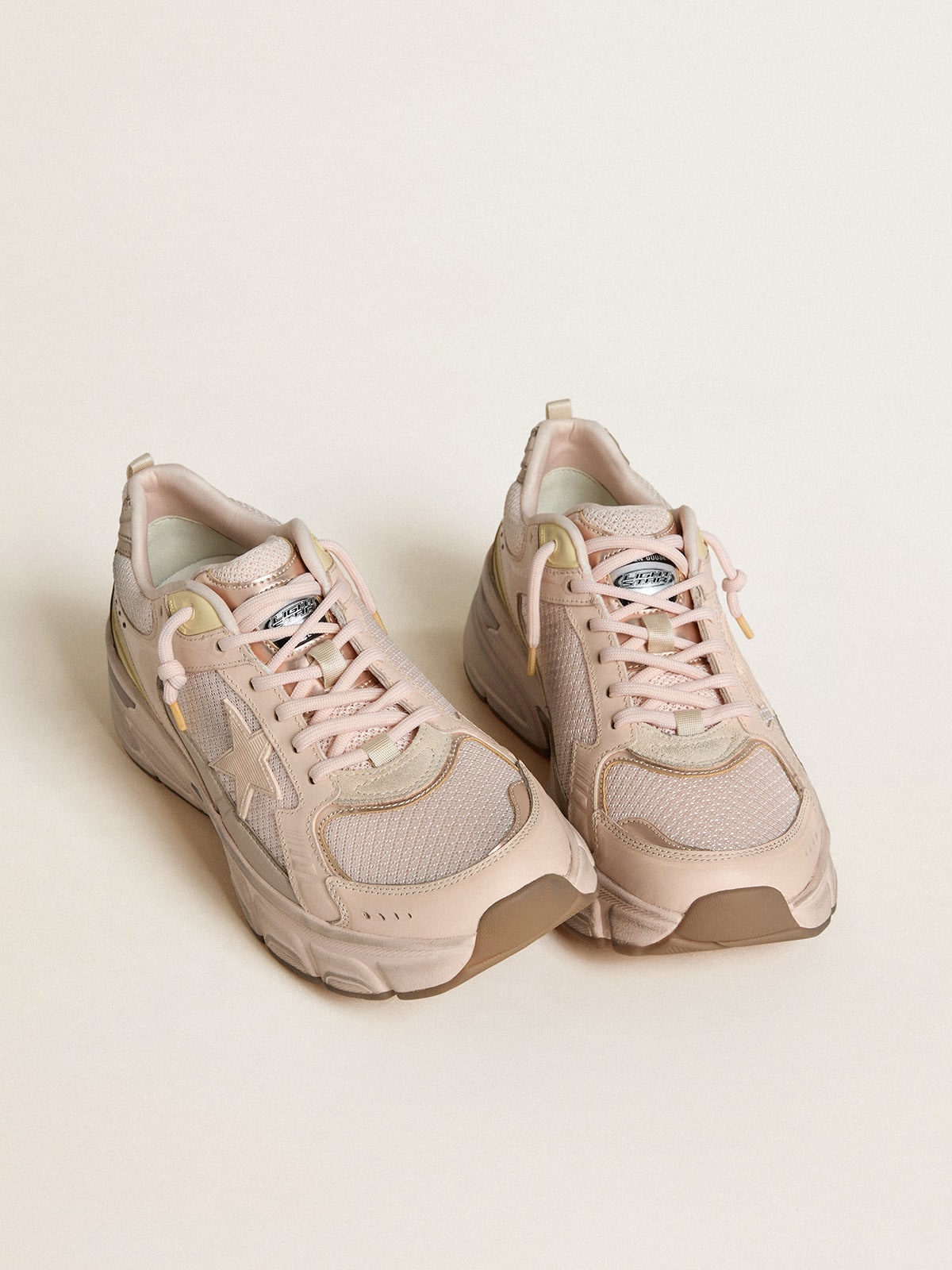 Golden Goose Women’s Lightstar With Pink Leather And Mesh Upper And Pink Star - Sneaker Türkiye