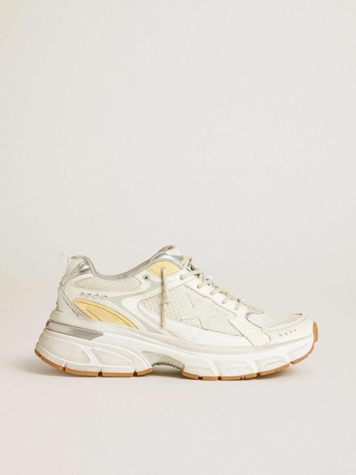 Golden Goose Women’s Lightstar In White Leather And Mesh With Worn-White Star - Sneaker Türkiye