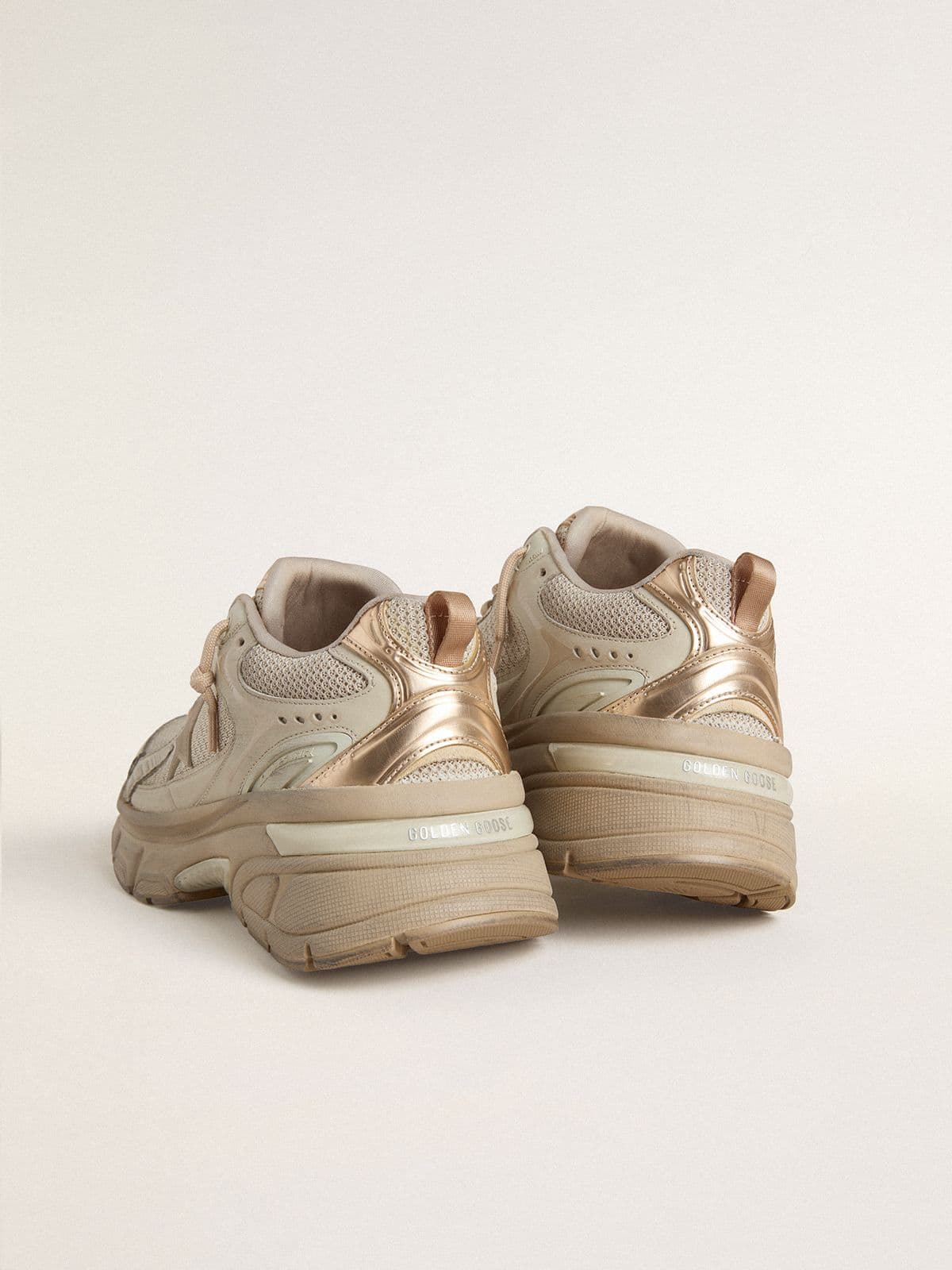 Golden Goose Women’s Lightstar In Dove-Gray Leather And Mesh With Beige TPU Star - Sneaker Türkiye