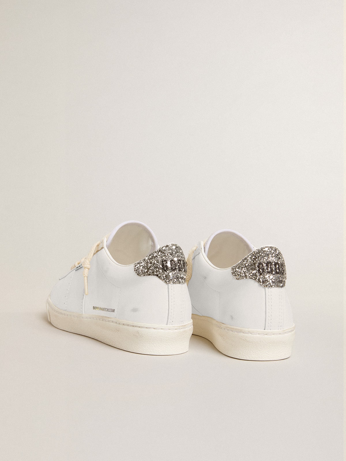 Golden Goose Matchstar In White Leather With Silver Glitter Heel Tab - Sneaker Türkiye