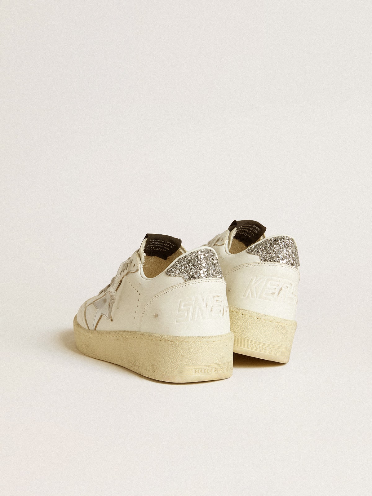 Golden Goose Women’s Ball Star With Silver Leather Star And Silver Glitter Heel Tab - Sneaker Türkiye