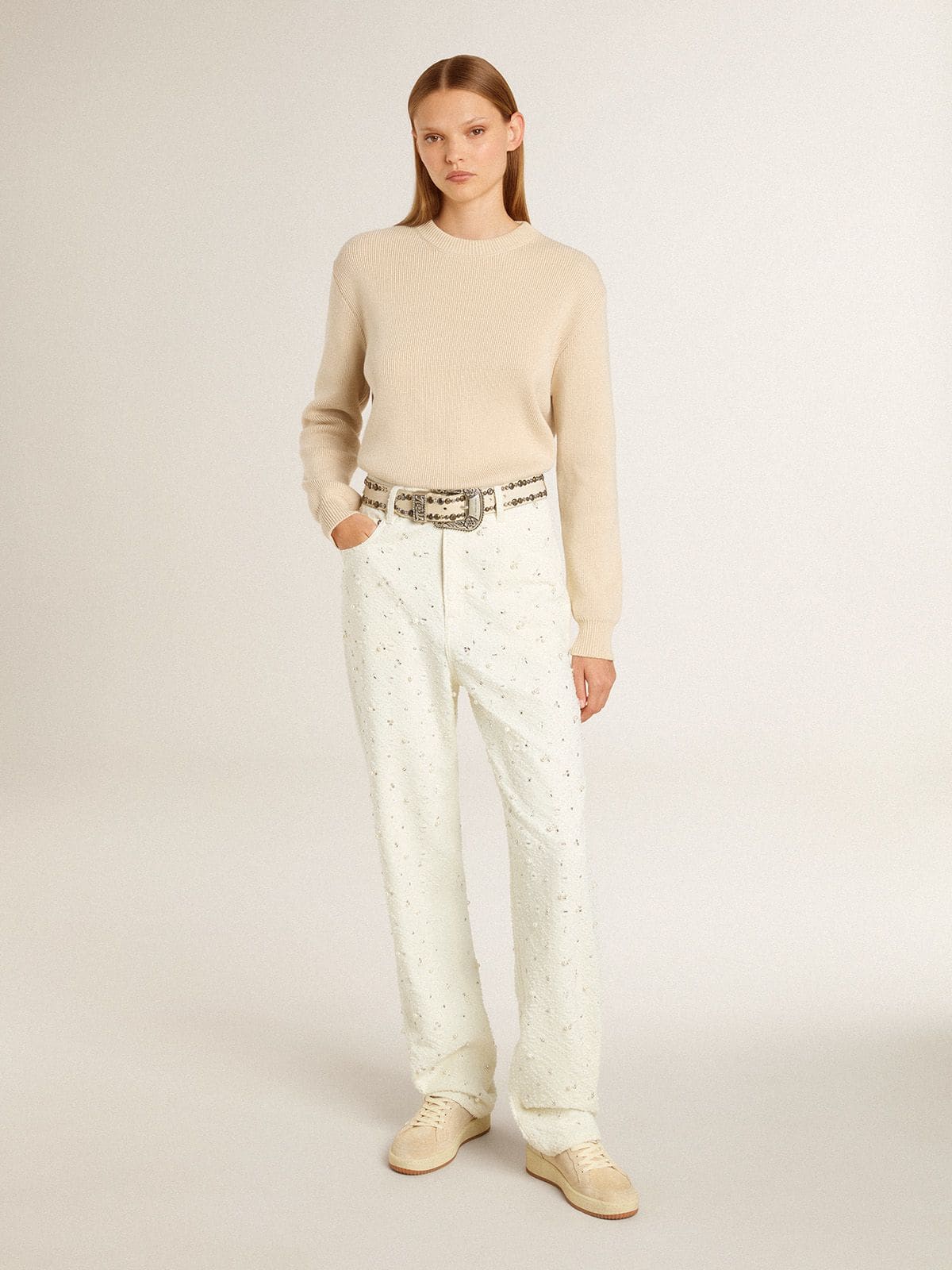 Golden Goose Women’s Ball Star In Beige Suede With White Leather Star And Heel Tab - Sneaker Türkiye
