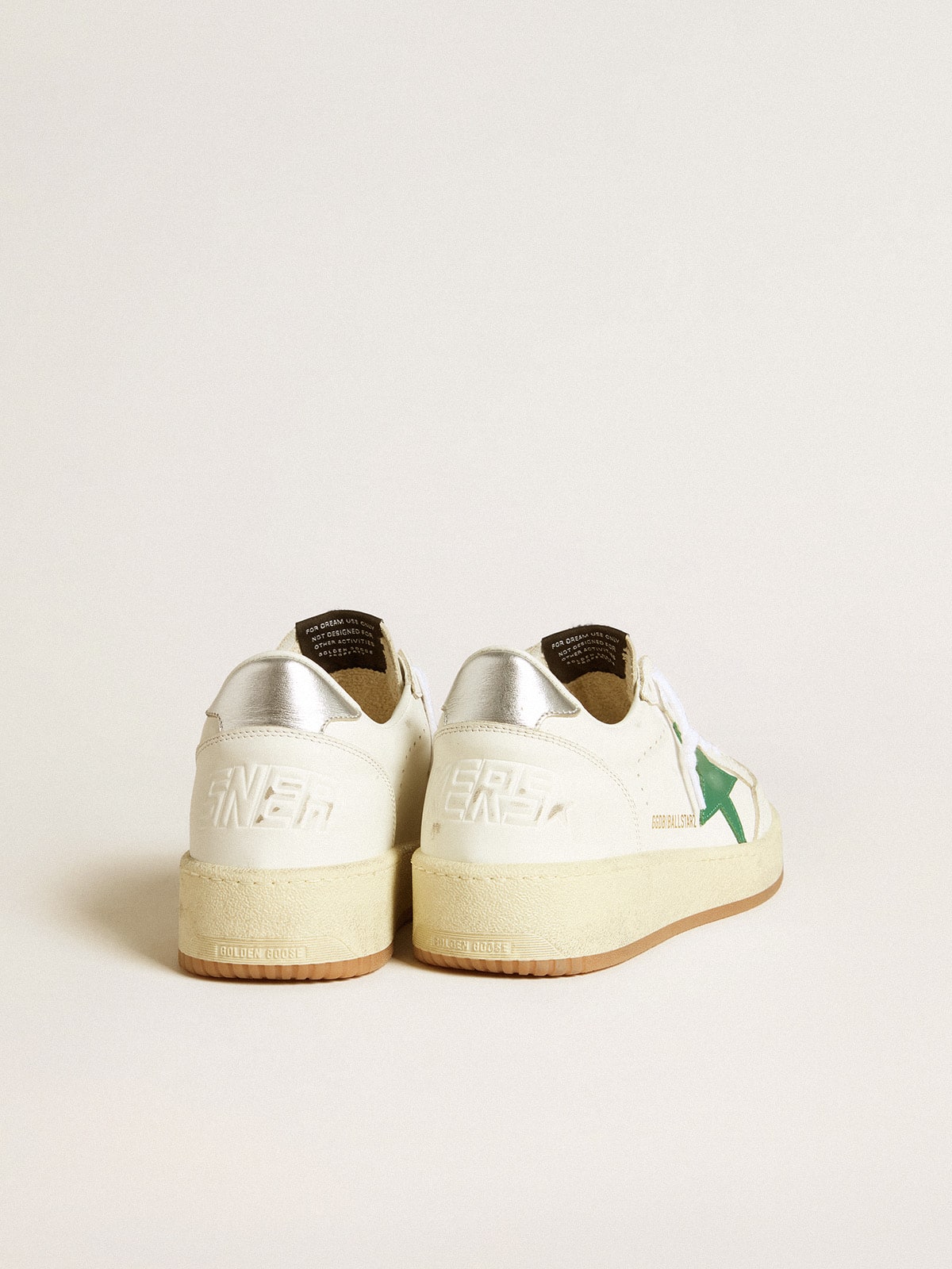 Golden Goose Women’s Ball Star With Green Leather Star And Metallic Leather Heel Tab - Sneaker Türkiye